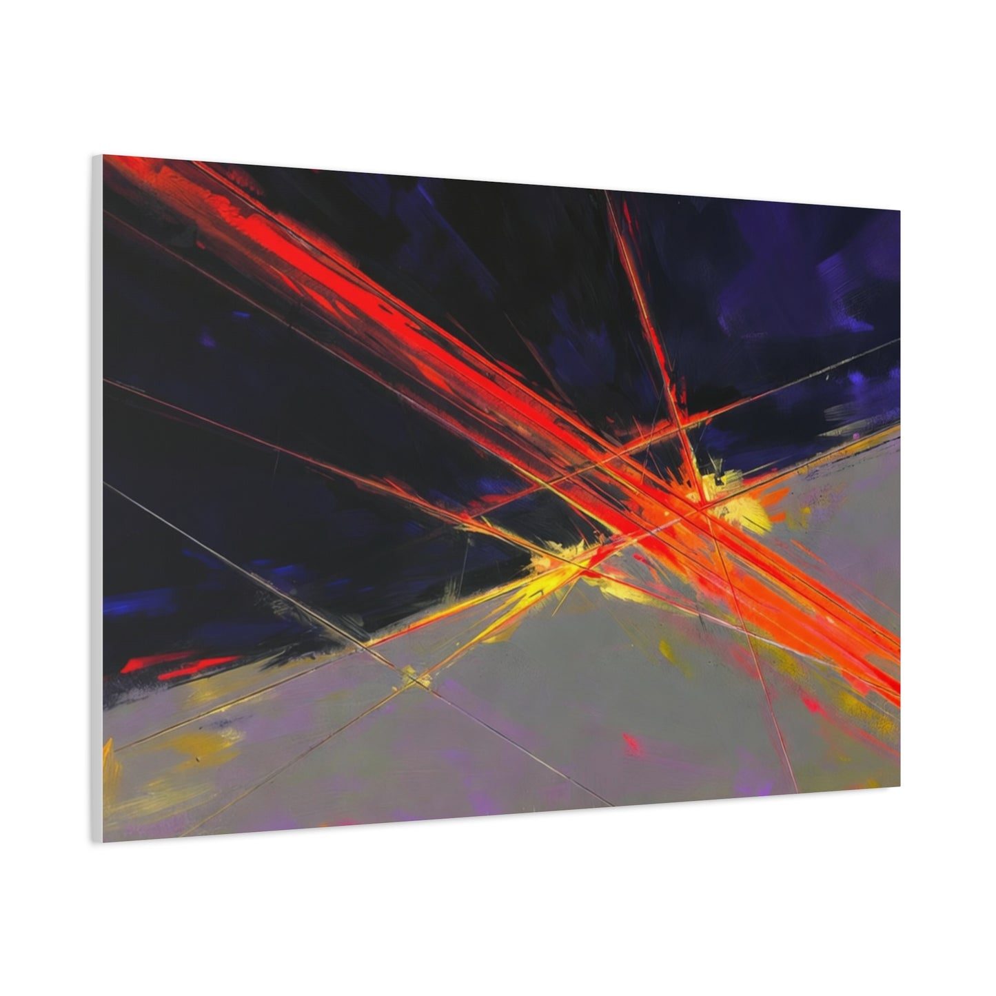 Abstract Red Streaks Matte Canvas Print — Modern Geometric Wall Art