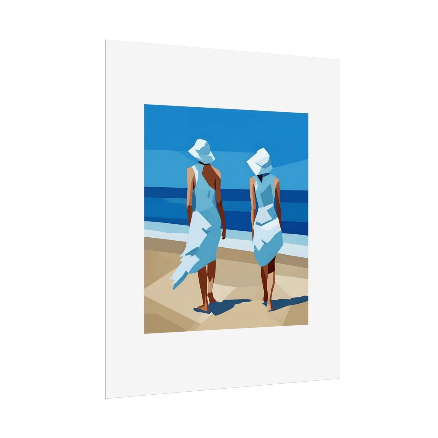 Beach Stroll Art Poster — Minimalist Coastal Print (Rolled Poster)