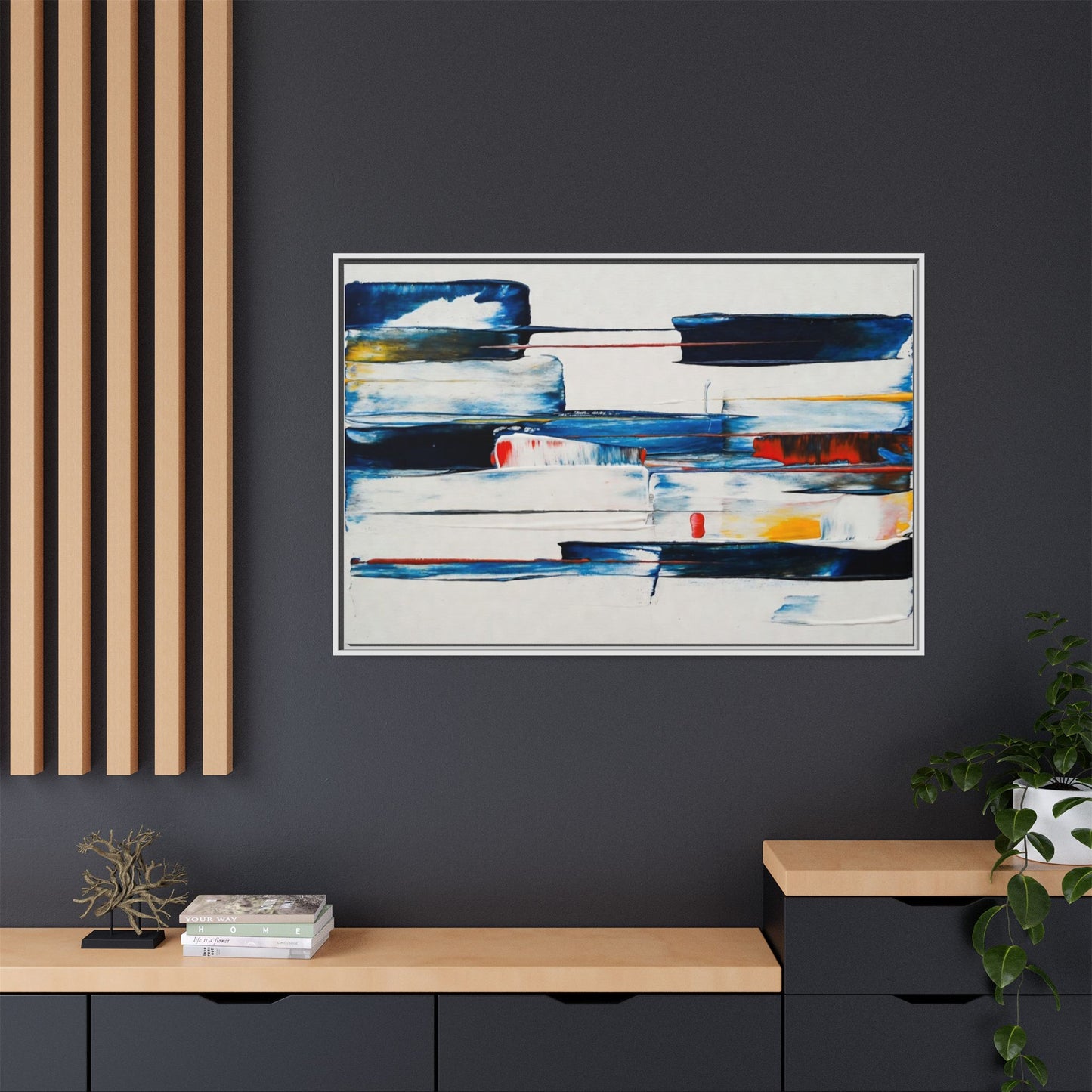 Abstract Coastal Brushstrokes Framed Canvas Print