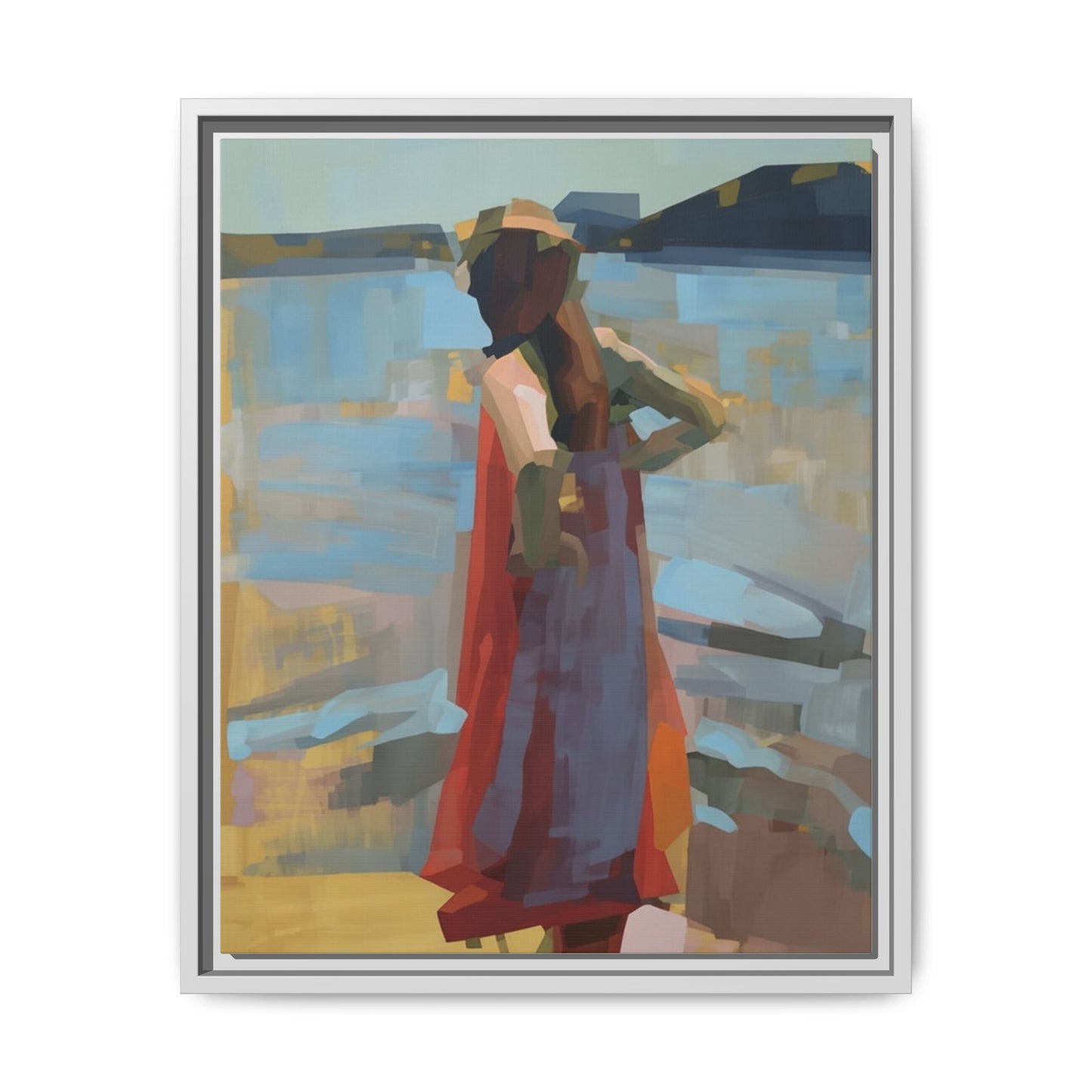 Framed Matte Canvas Print — Coastal Woman Abstract Art