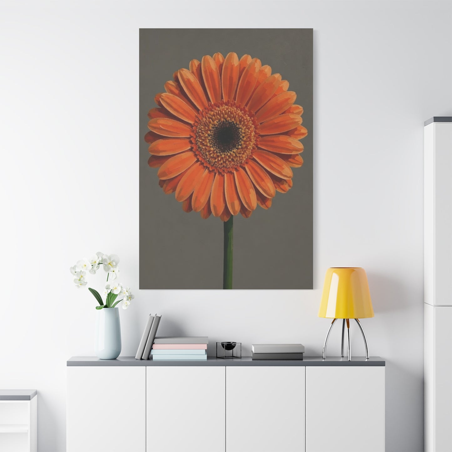 Orange Gerbera Flower Matte Canvas Print — Stretched Wall Art