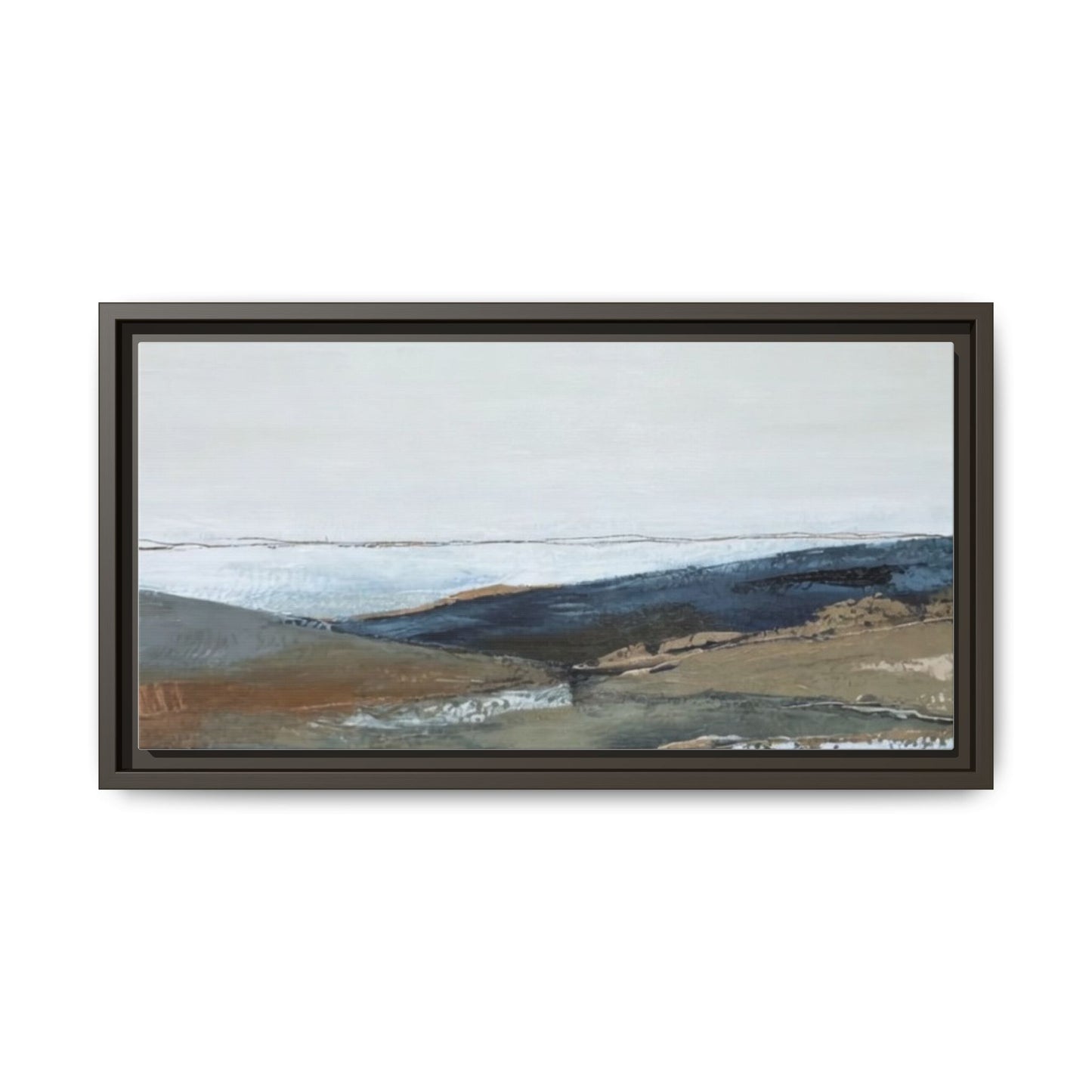 Framed Matte Canvas Wall Art — Serene Coastal Abstract Landscape
