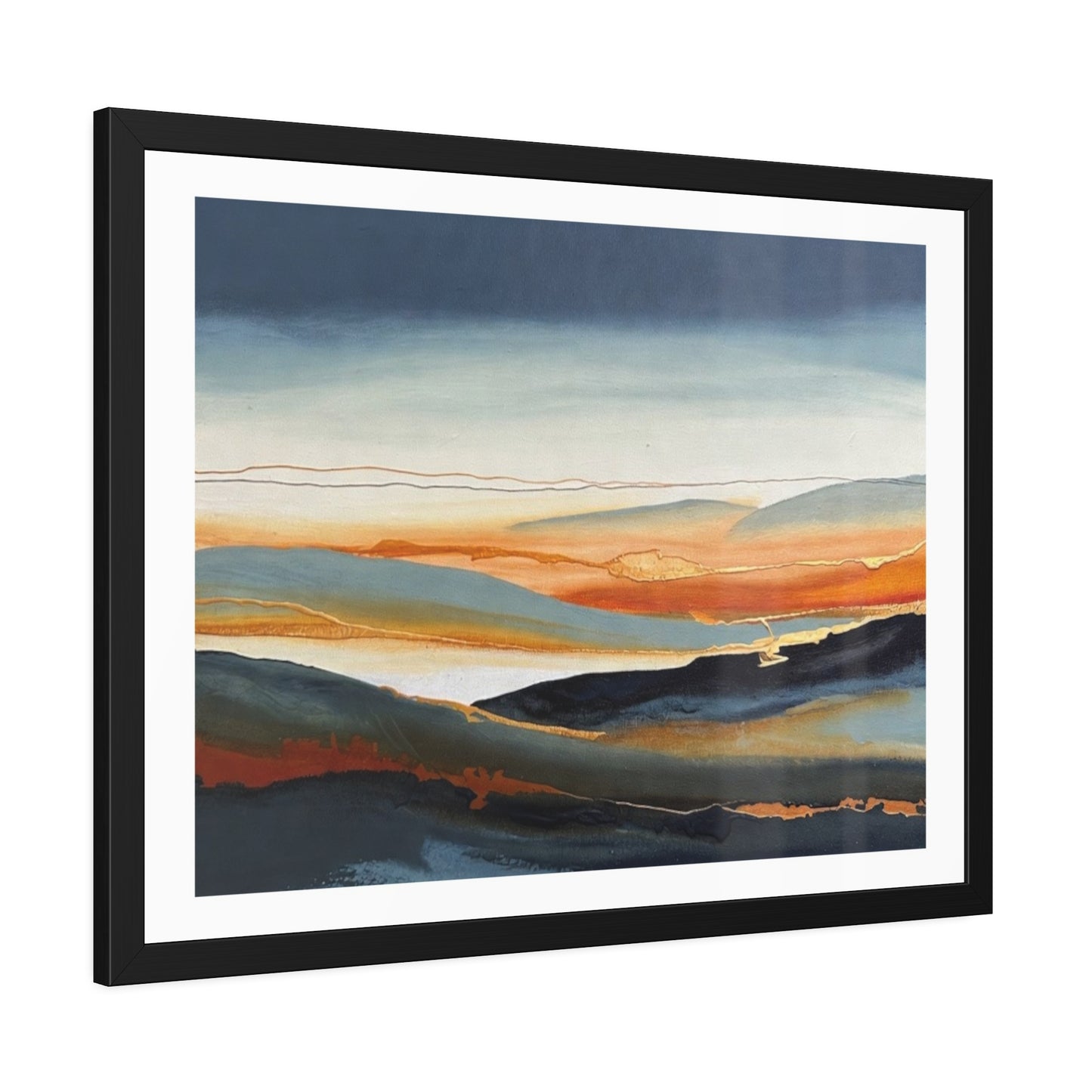 Abstract Golden Landscape Framed Poster — Contemporary Wall Art