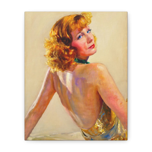 Vintage Greta Garbo Glam Portrait Canvas