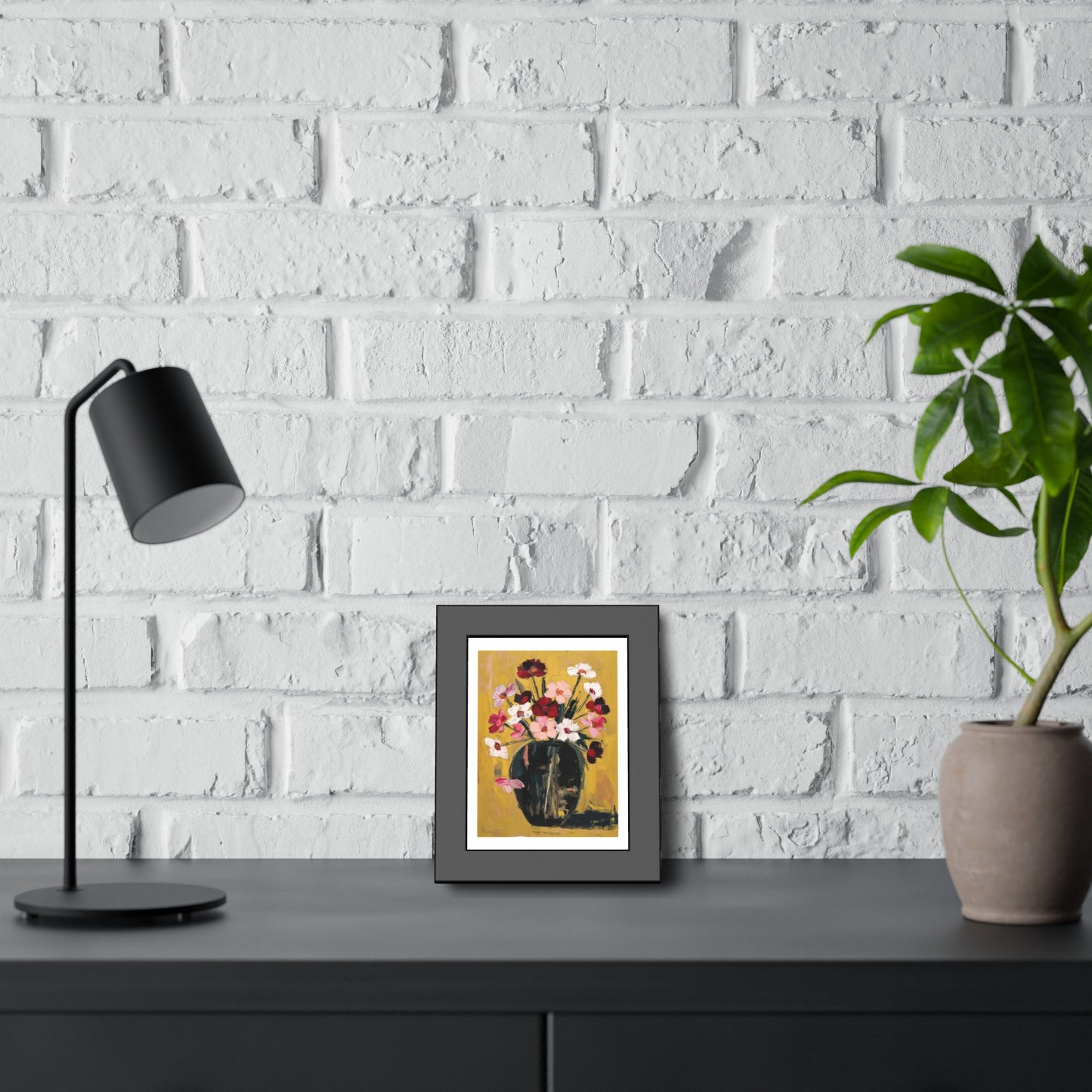 Framed Poster  Abstract Floral Vase Art Print