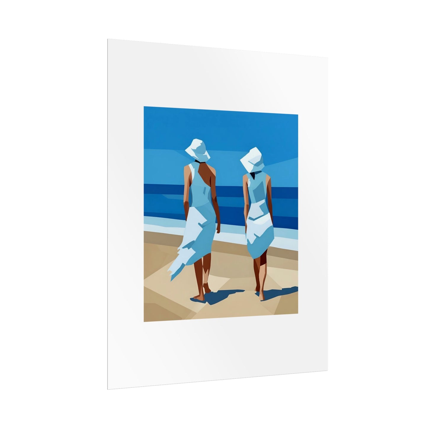 Beach Stroll Art Poster — Minimalist Coastal Print (Rolled Poster)