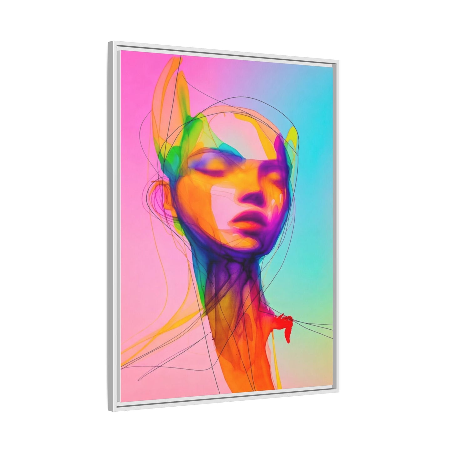 Framed Matte Canvas Art — Vibrant Abstract Portrait Wall Print