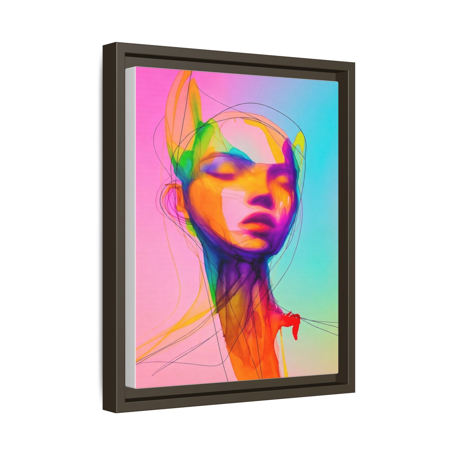 Framed Matte Canvas Art — Vibrant Abstract Portrait Wall Print