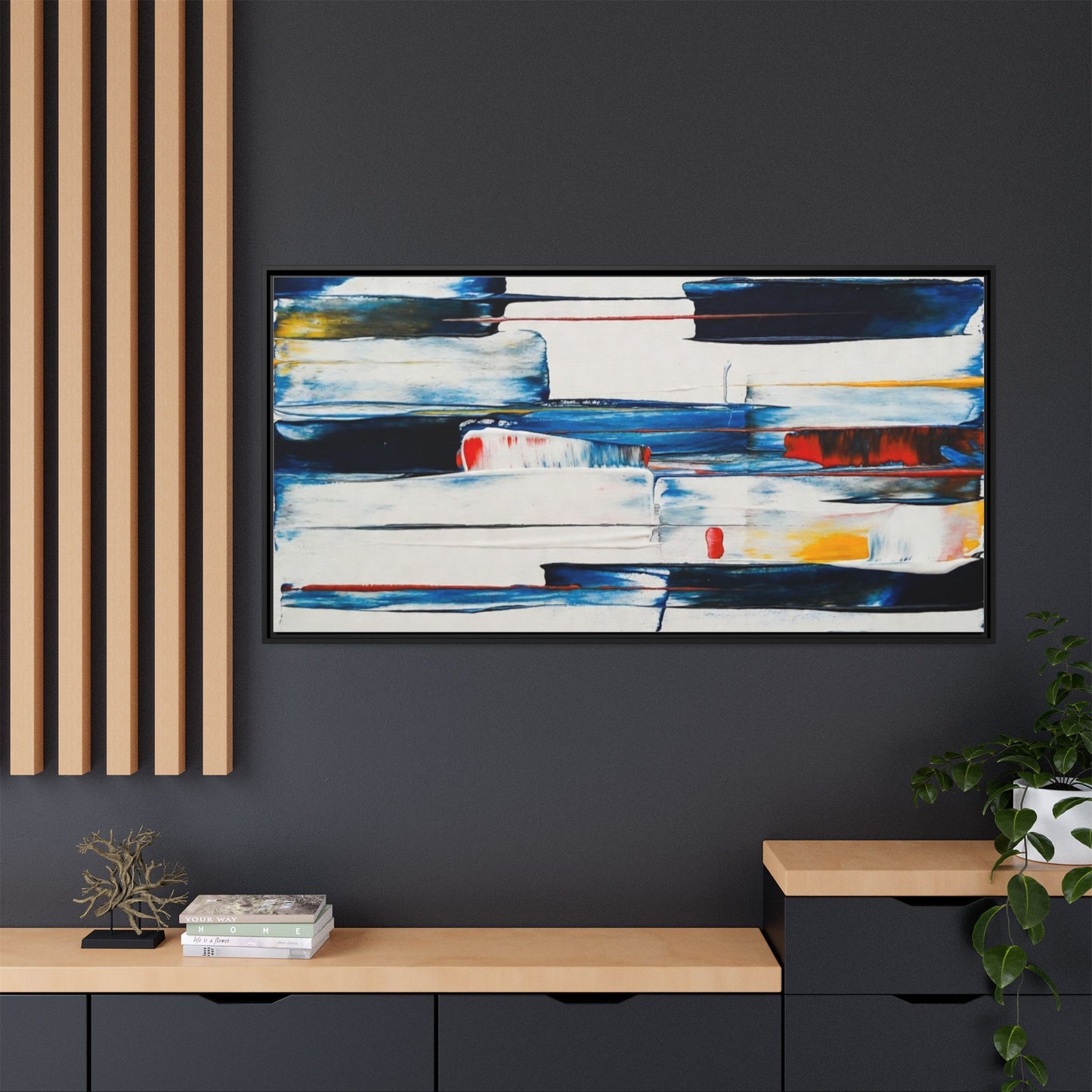 Abstract Coastal Brushstrokes Framed Canvas Print