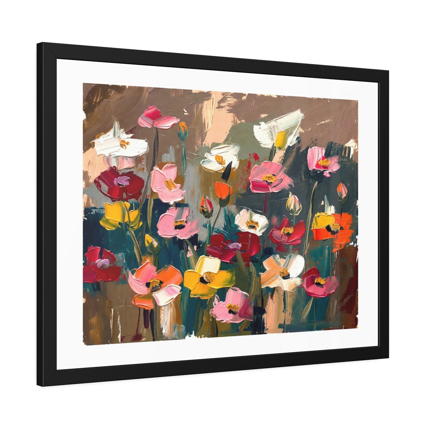 Framed Floral Poster — Colorful Abstract Flower Art Print