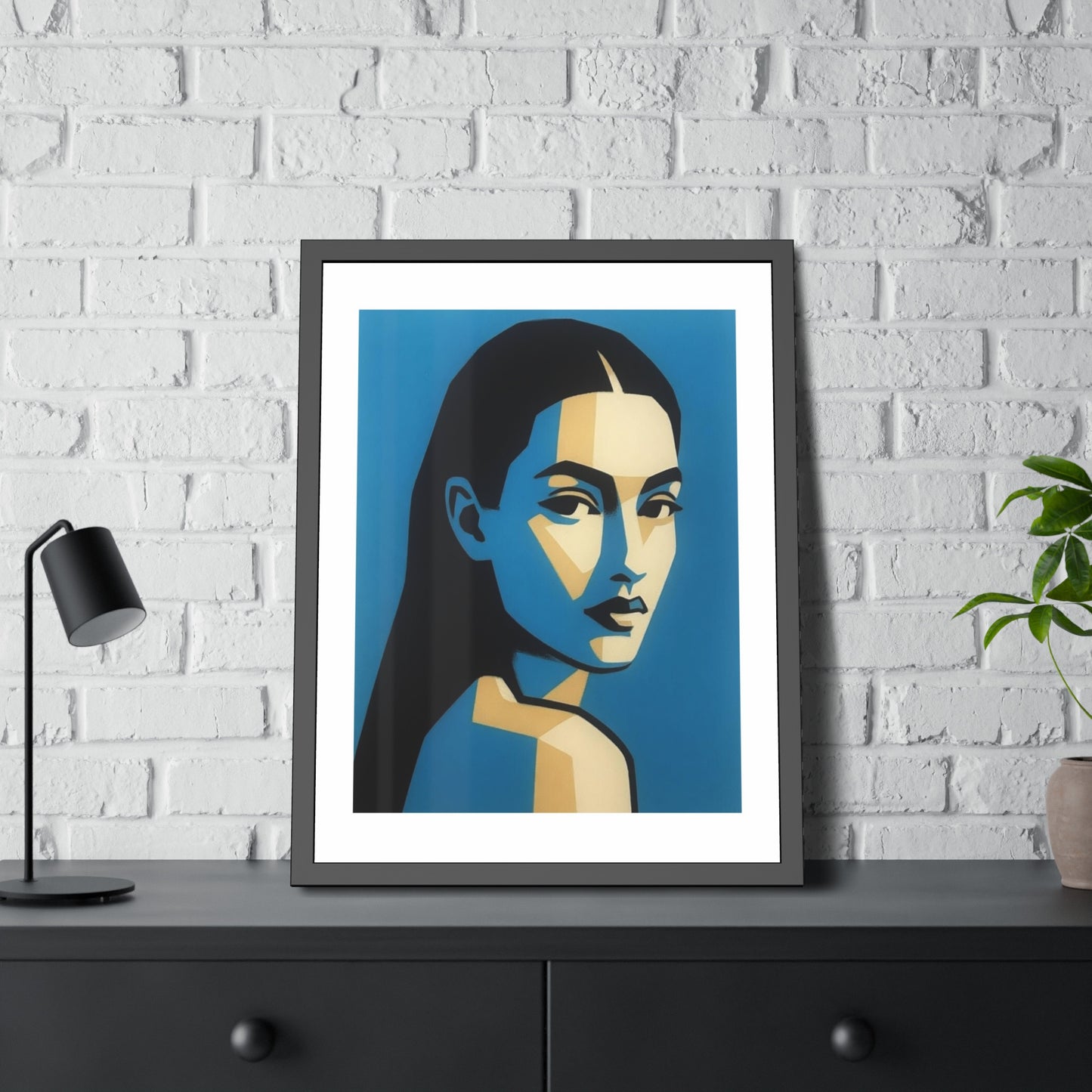Framed Art Print — Blue Pop Portrait Poster