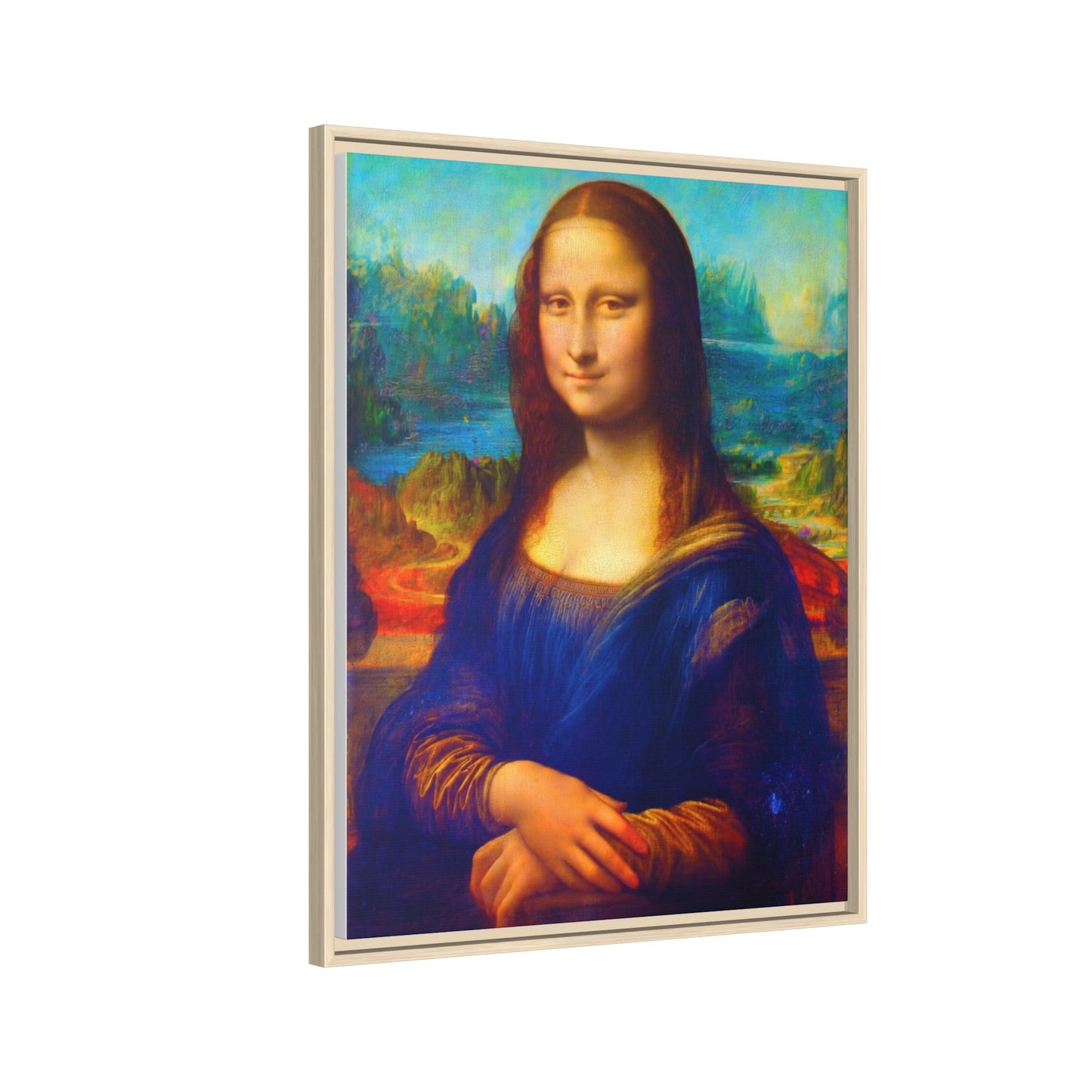 Framed Matte Canvas Print — Colorful Mona Lisa Wall Art