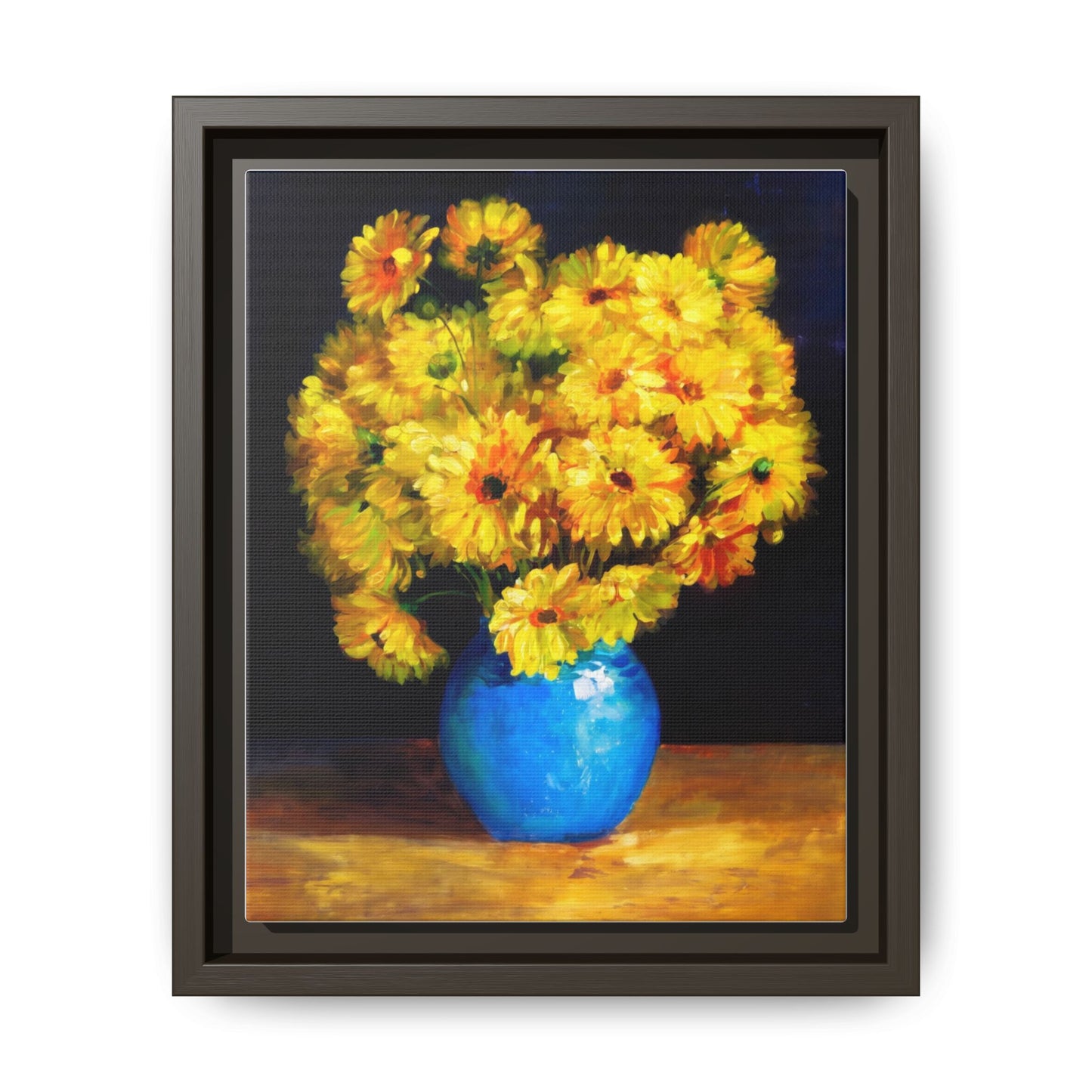 Yellow Daisy Bouquet Matte Canvas Framed Wall Art