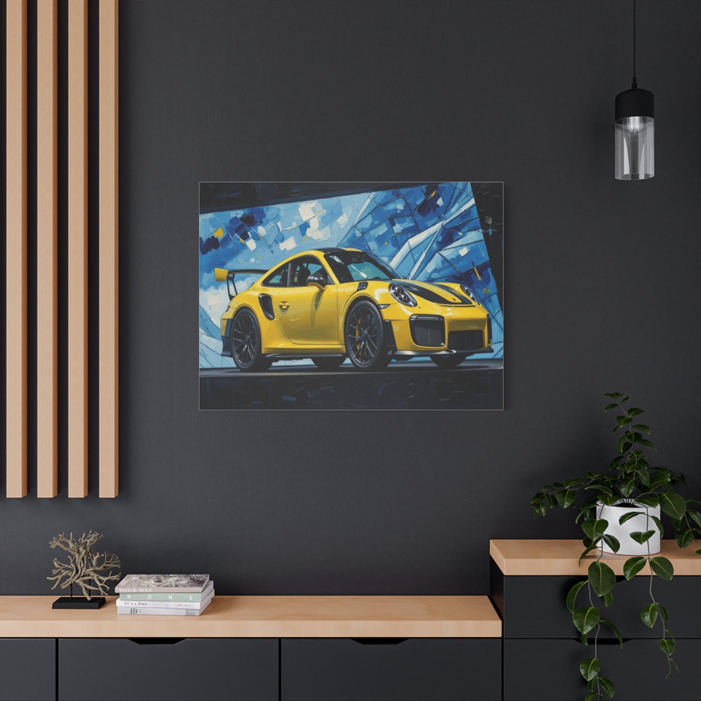 Yellow Porsche Sports Car Canvas Print — Modern Automotive Wall Art
