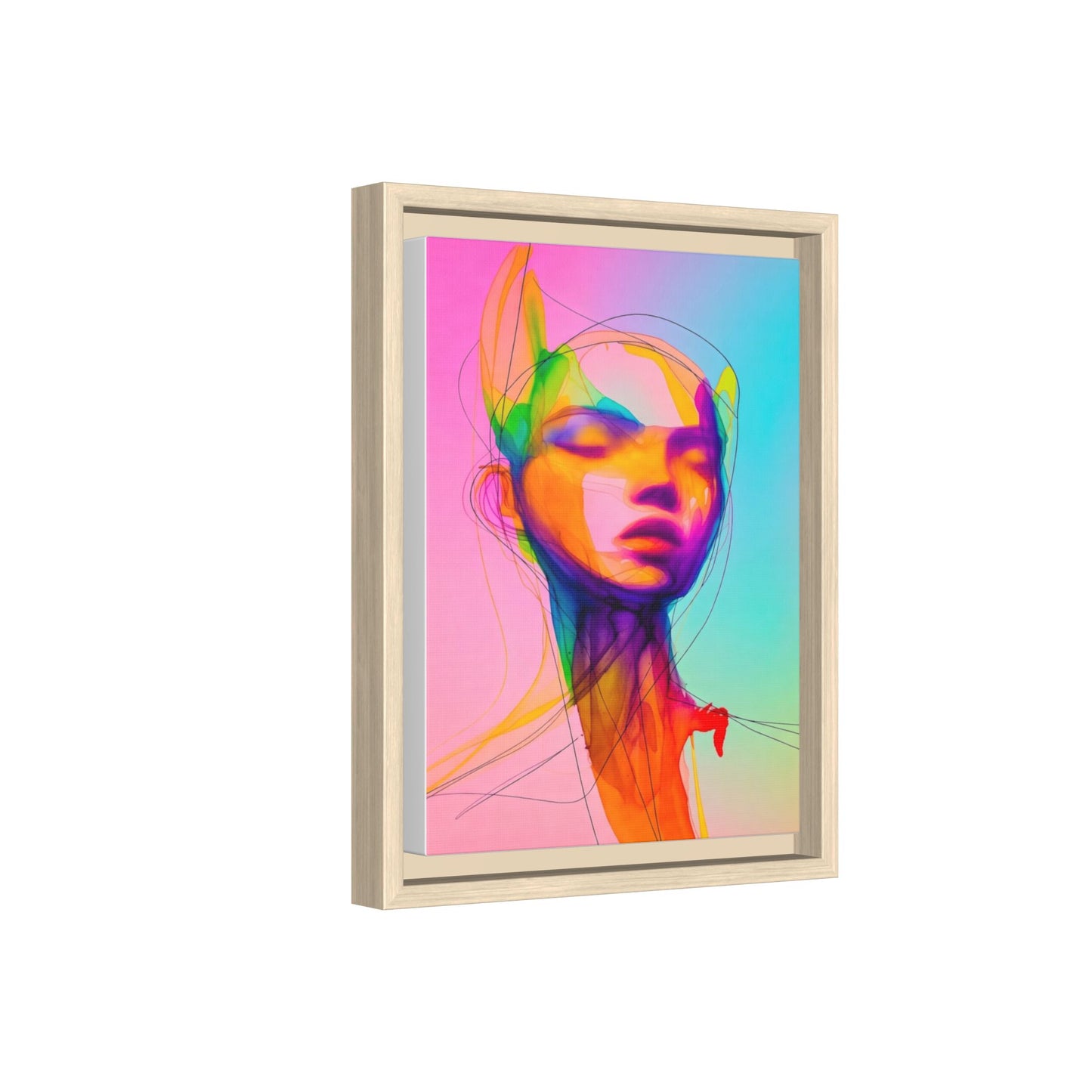 Framed Matte Canvas Art — Vibrant Abstract Portrait Wall Print