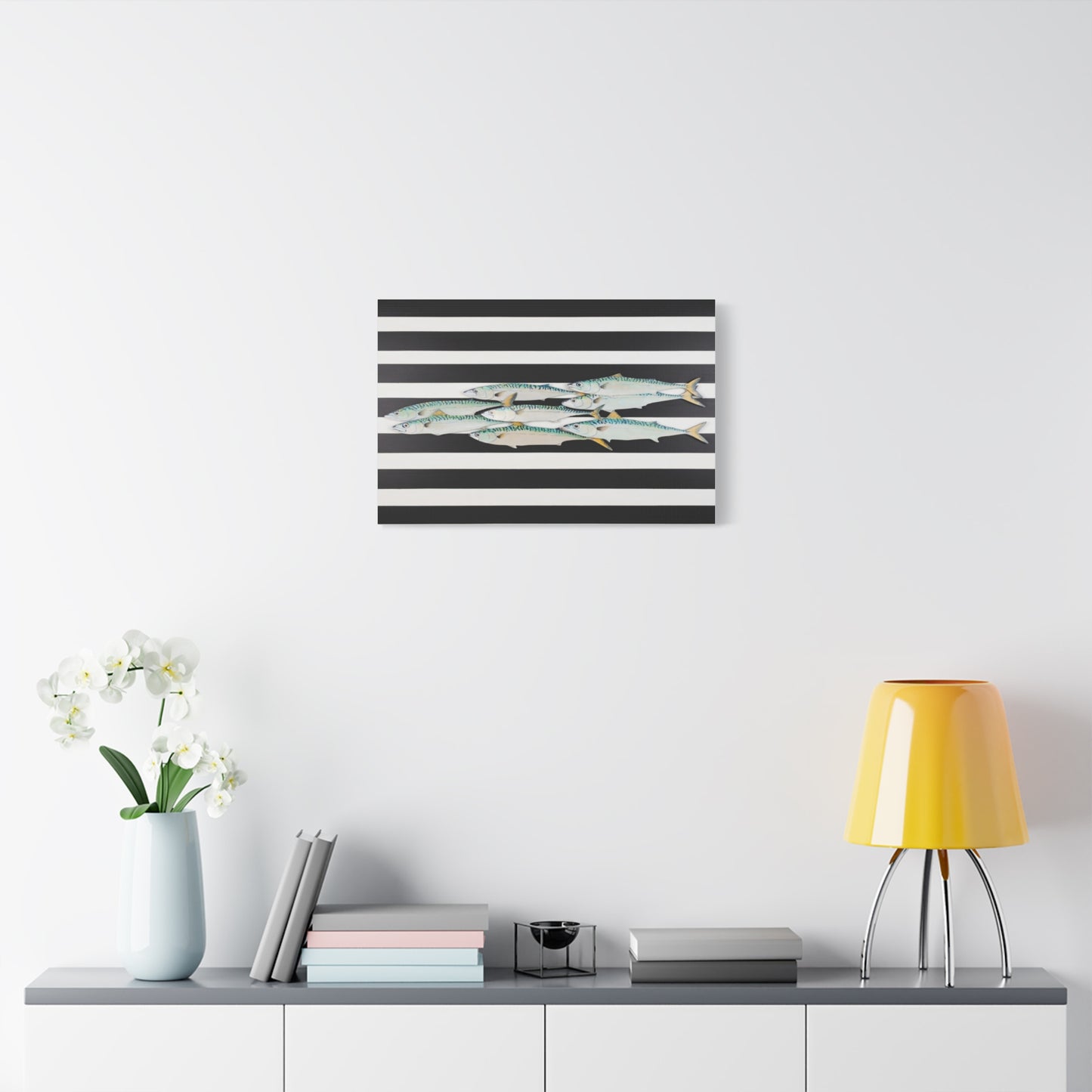 Striped Mackerel School Matte Canvas Print