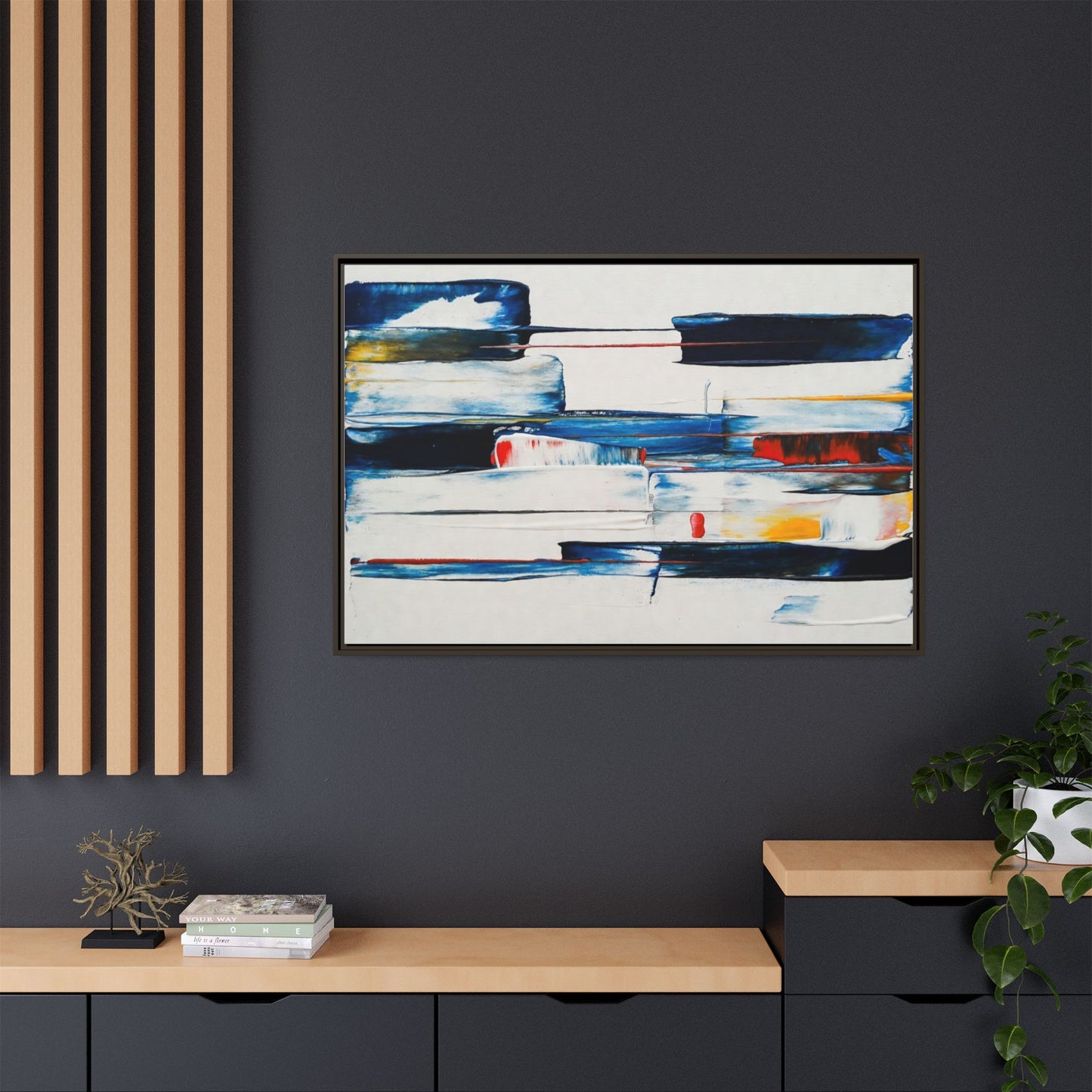Abstract Coastal Brushstrokes Framed Canvas Print