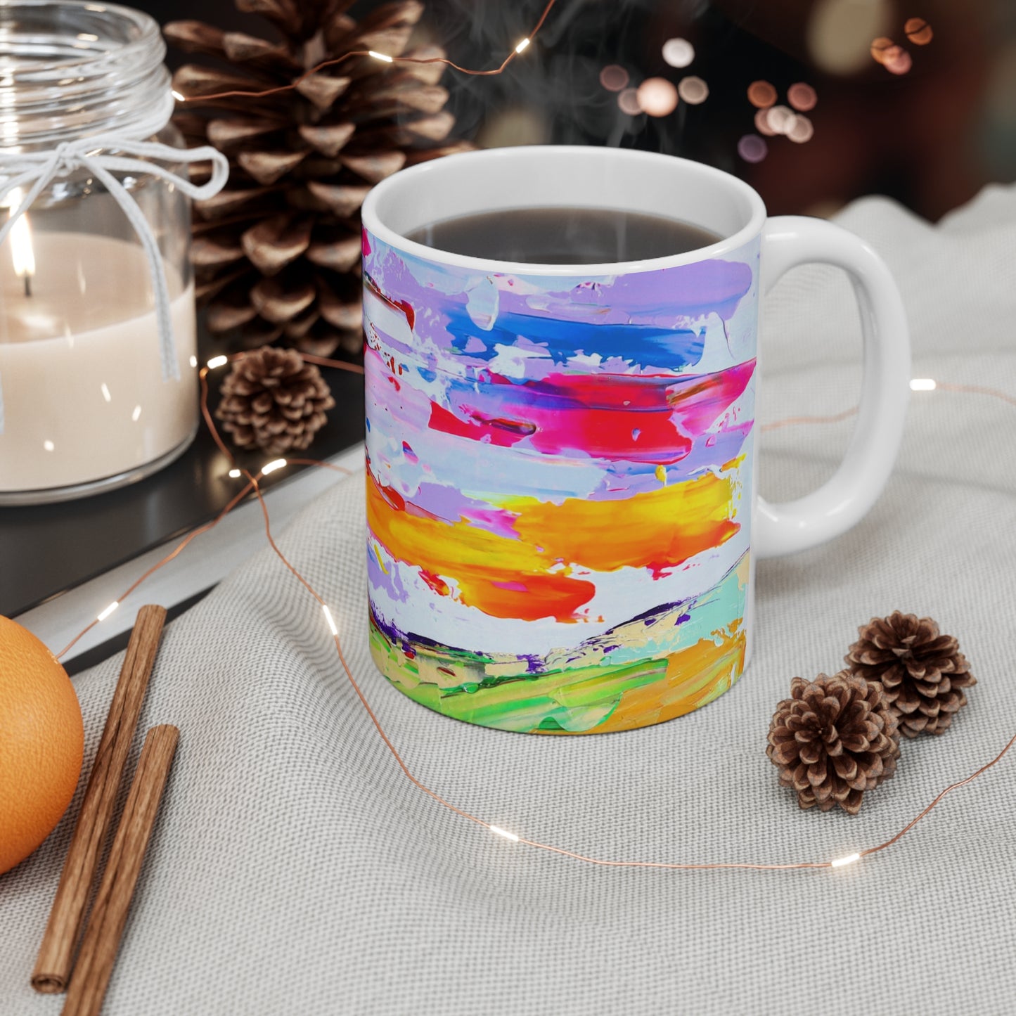 Abstract Color Splash Mug — Vibrant Hand-Painted Landscape Coffee Cup