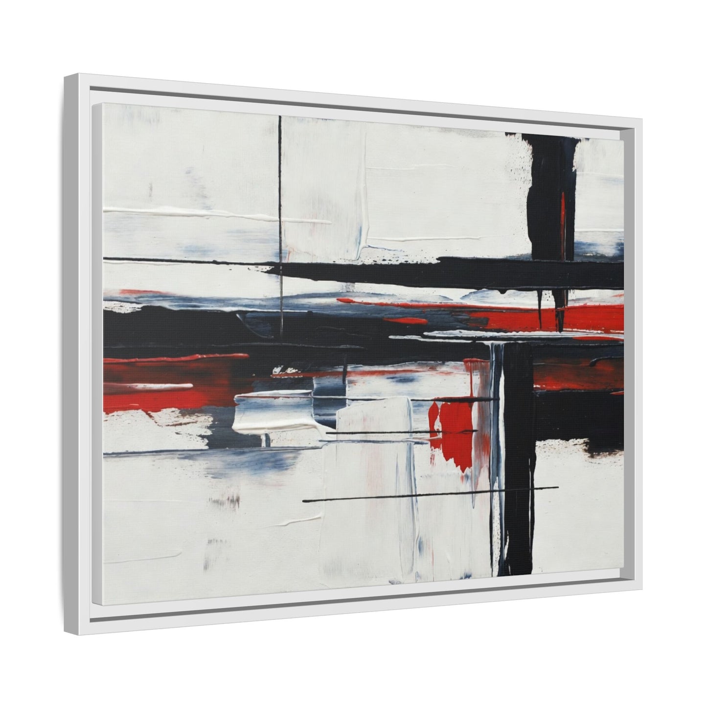 Abstract Red & Black Framed Canvas Art — Modern Matte Wall Painting