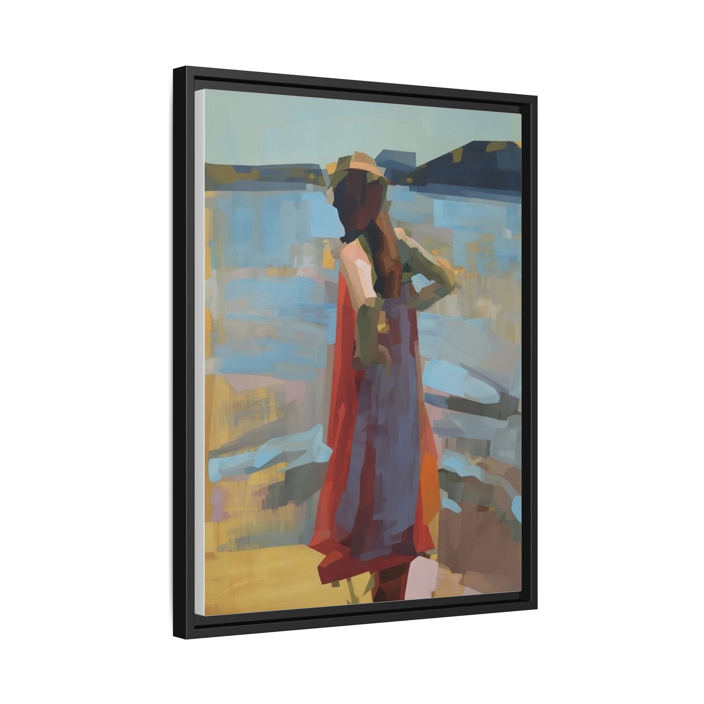 Framed Matte Canvas Print — Coastal Woman Abstract Art
