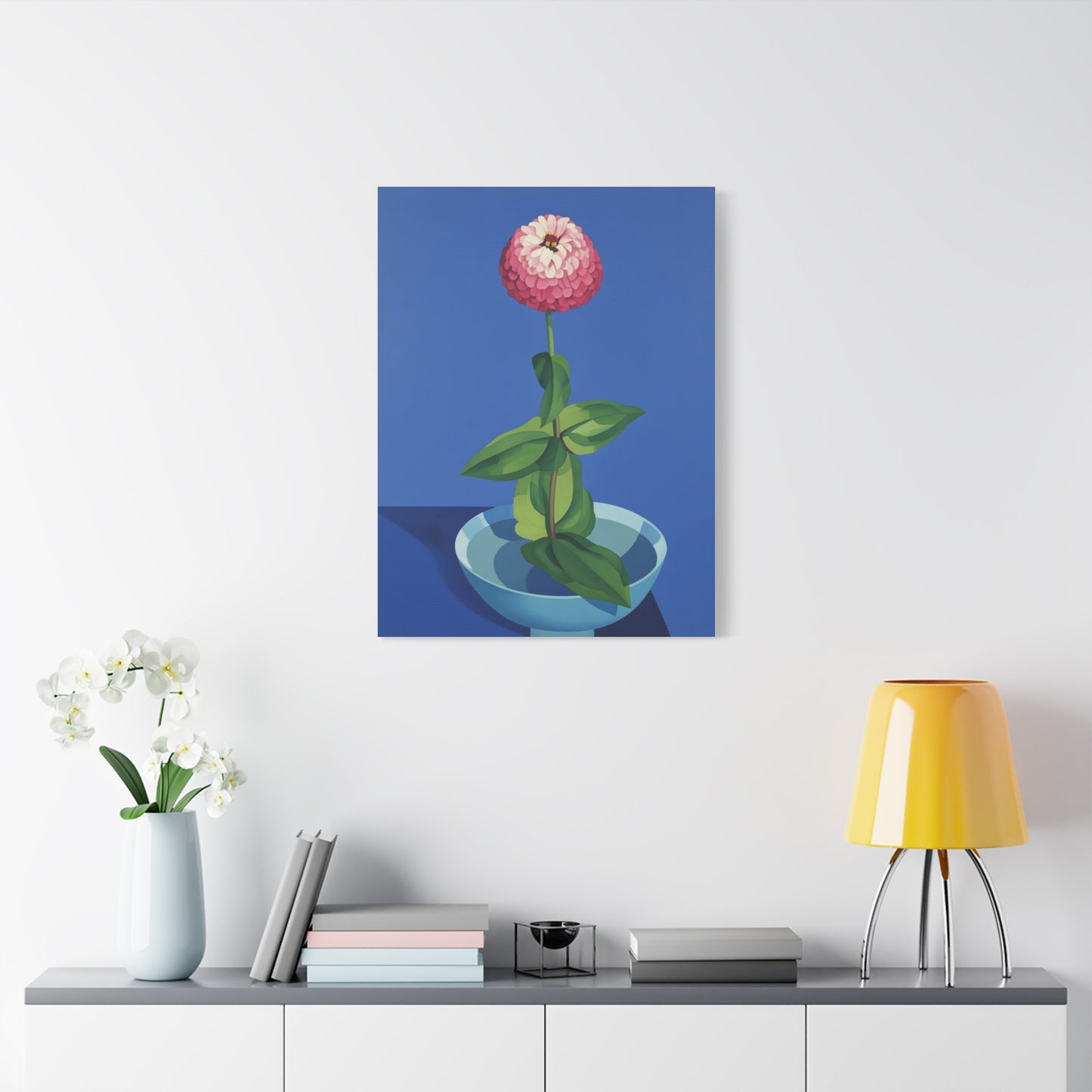 Pink Zinnia Still Life Matte Canvas Wall Art — Stretched 1.25"