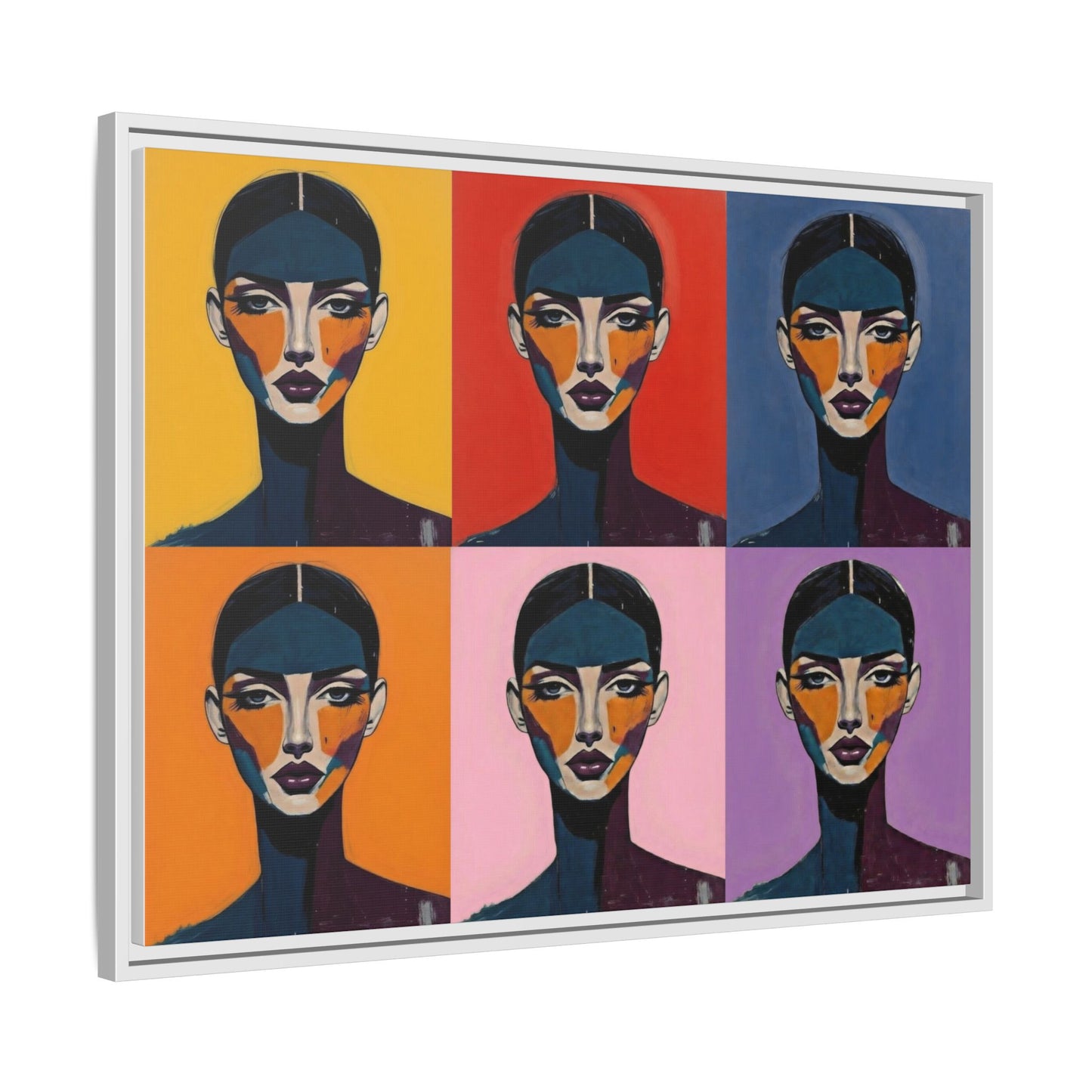 Pop Art Portrait Matte Canvas — Framed Multi-Color Wall Art