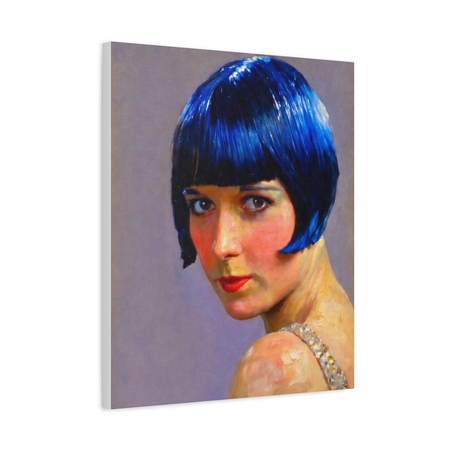 Blue Bob Portrait Matte Canvas Print - Stretched Wall Art