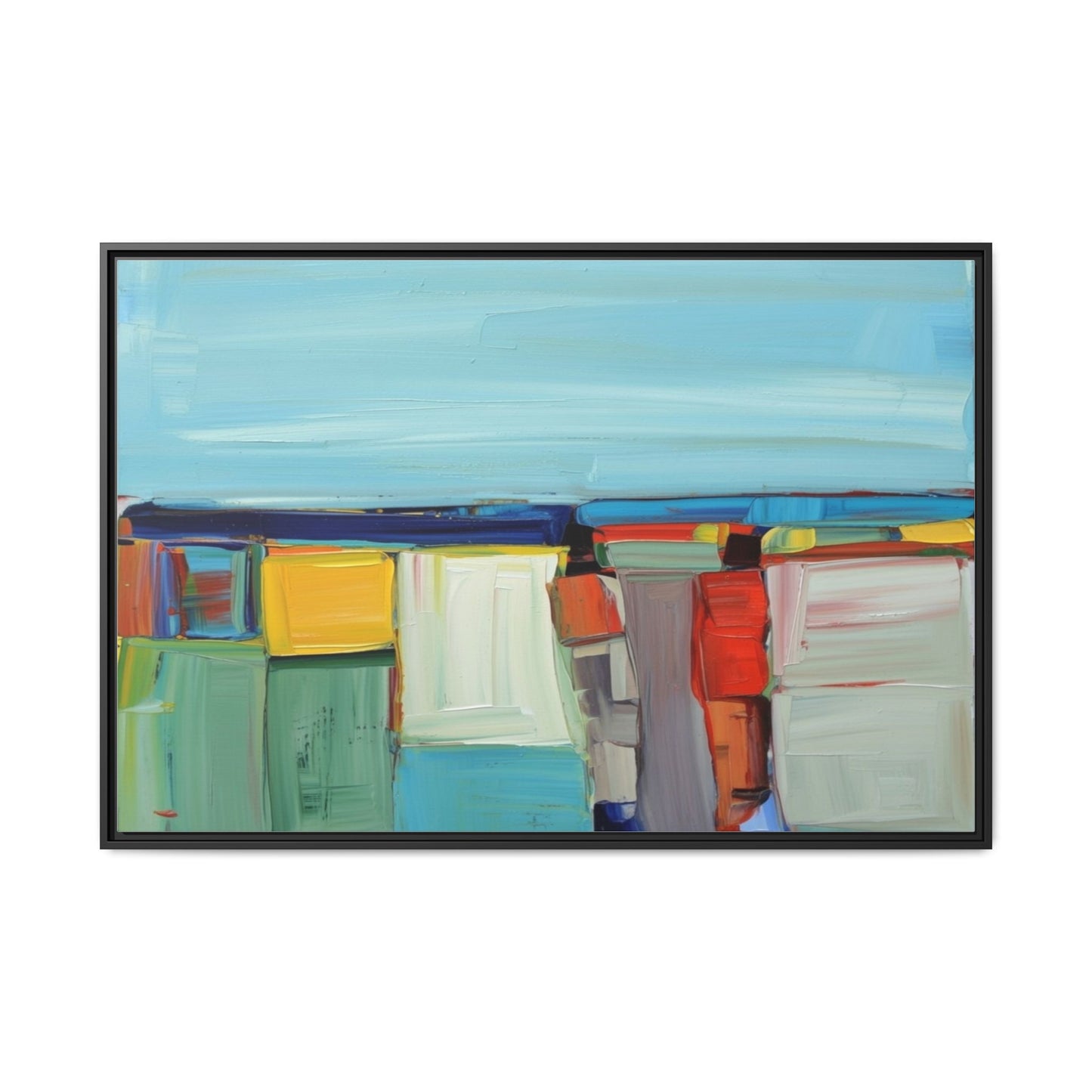 Abstract Coastal Blocks Matte Canvas Print (Framed)