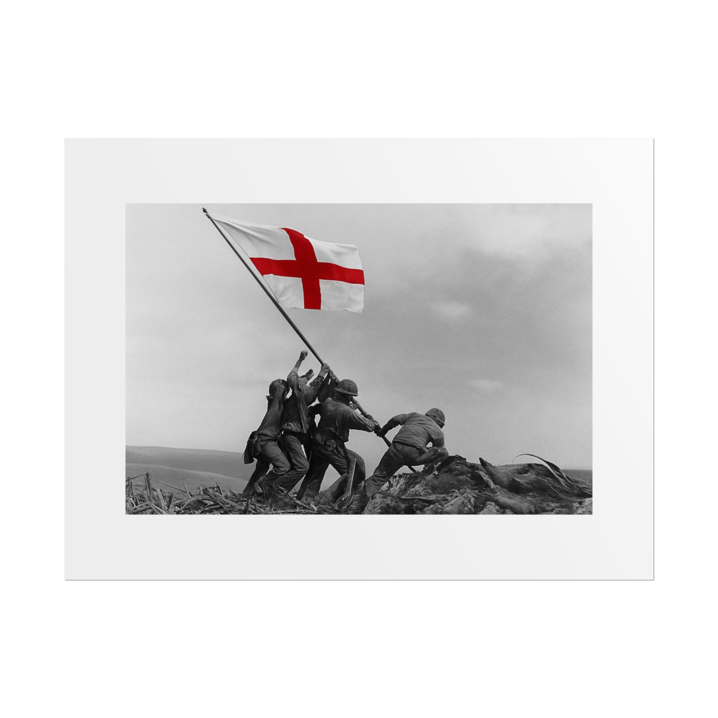 Raising the St George  by Unknown attributed to Joe Rosenthal Wall Art Print