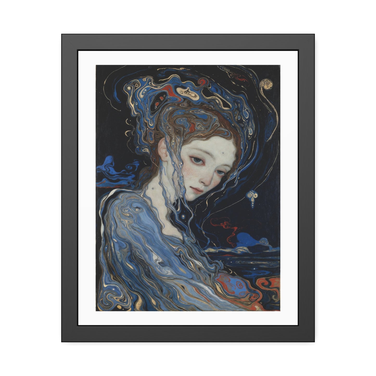 Framed Art Print — Dreamy Blue Portrait Poster