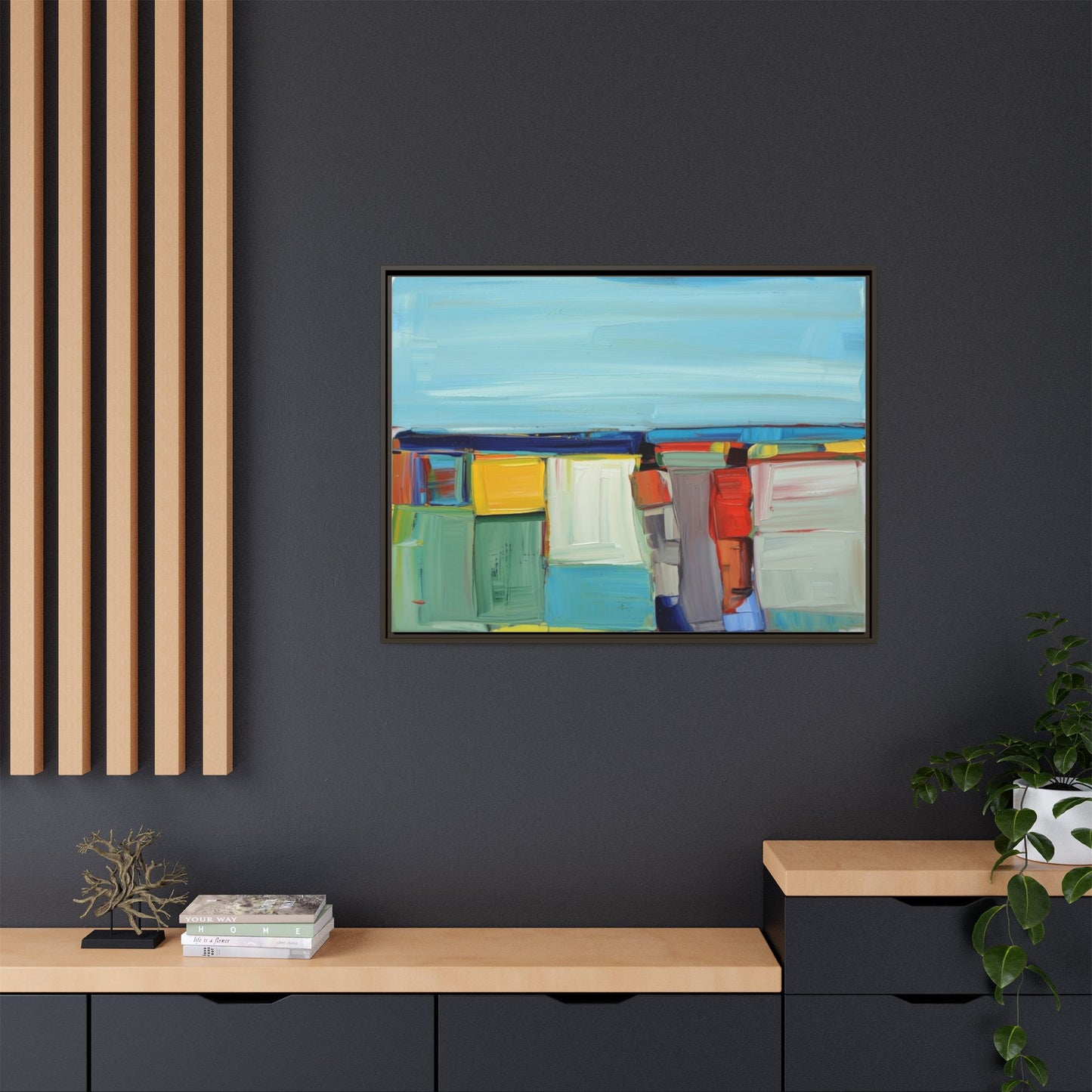 Abstract Coastal Blocks Matte Canvas Print (Framed)