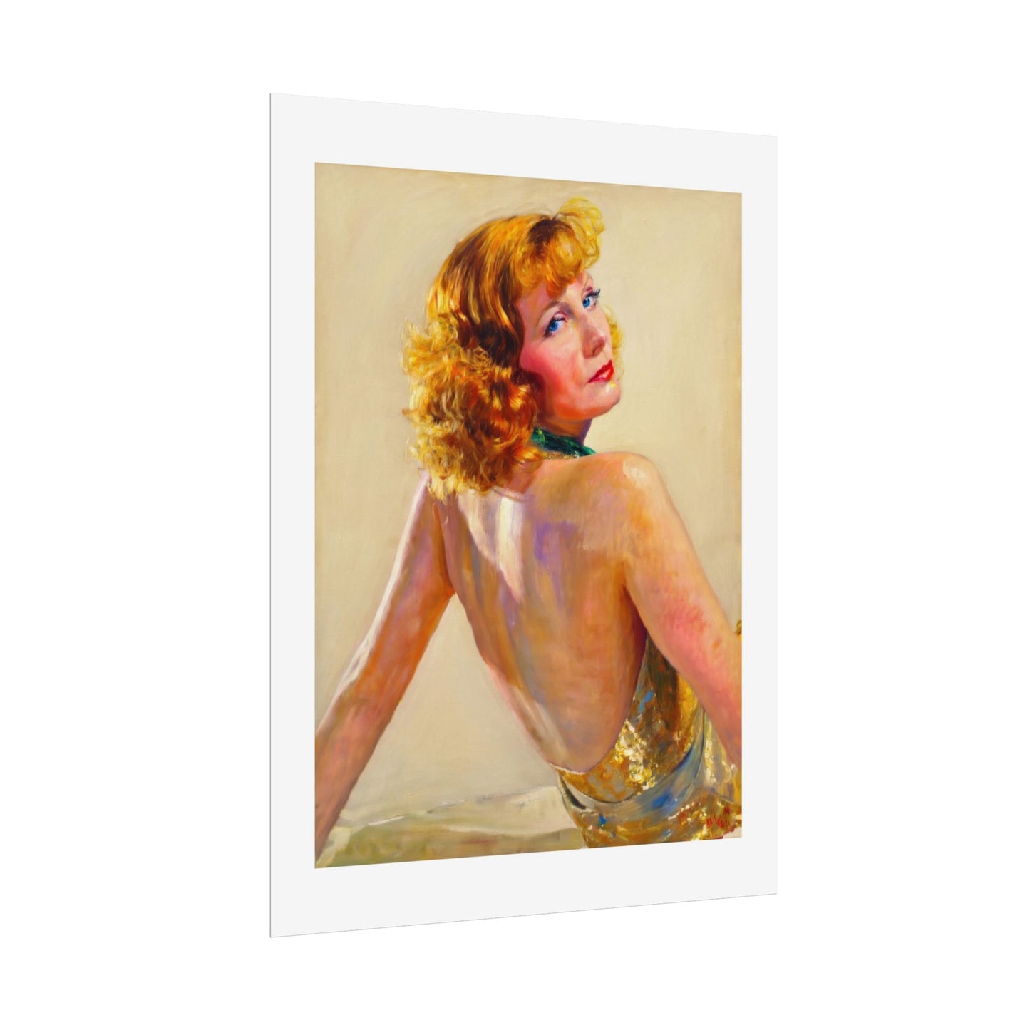 Vintage Pin-Up Art Poster - Glamorous Back-View Portrait Rolled Art Print