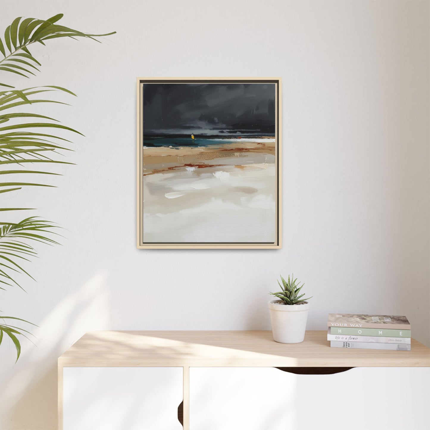 Framed Matte Canvas Beachscape Art Print — Coastal Abstract Wall Decor