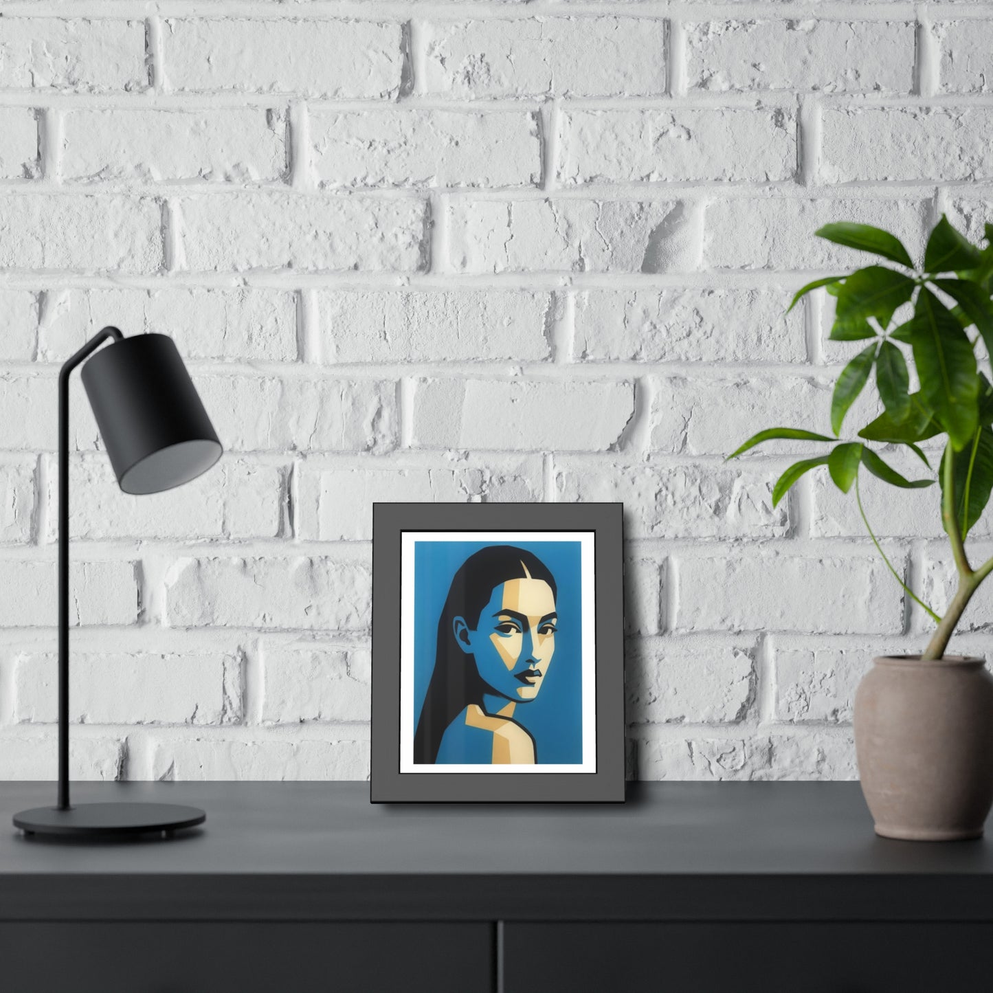 Framed Art Print — Blue Pop Portrait Poster