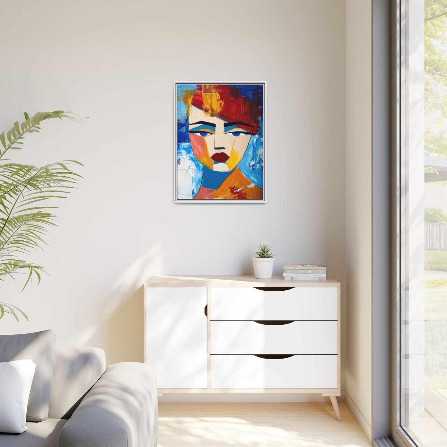 Abstract Colorful Portrait Framed Canvas Art