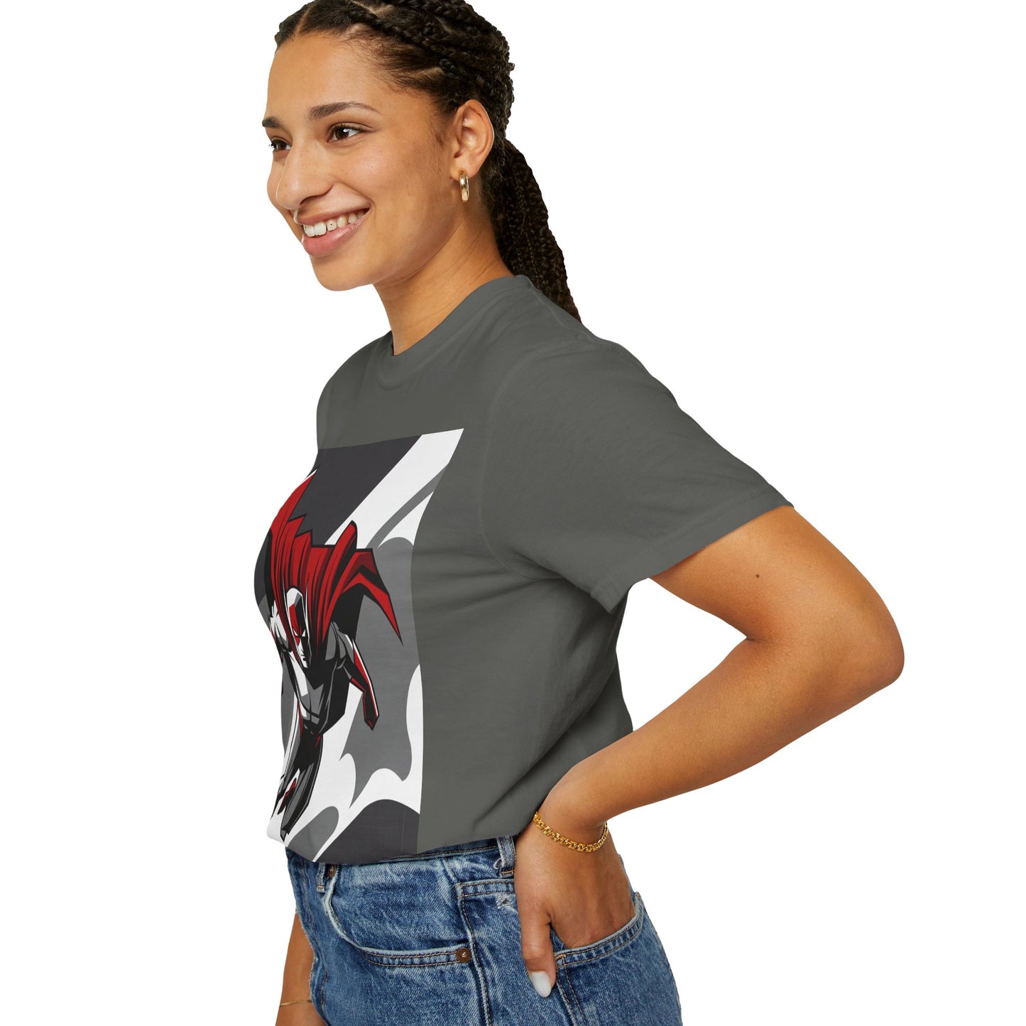 Superhero Action T-Shirt — Red Cape Comic Graphic Tee