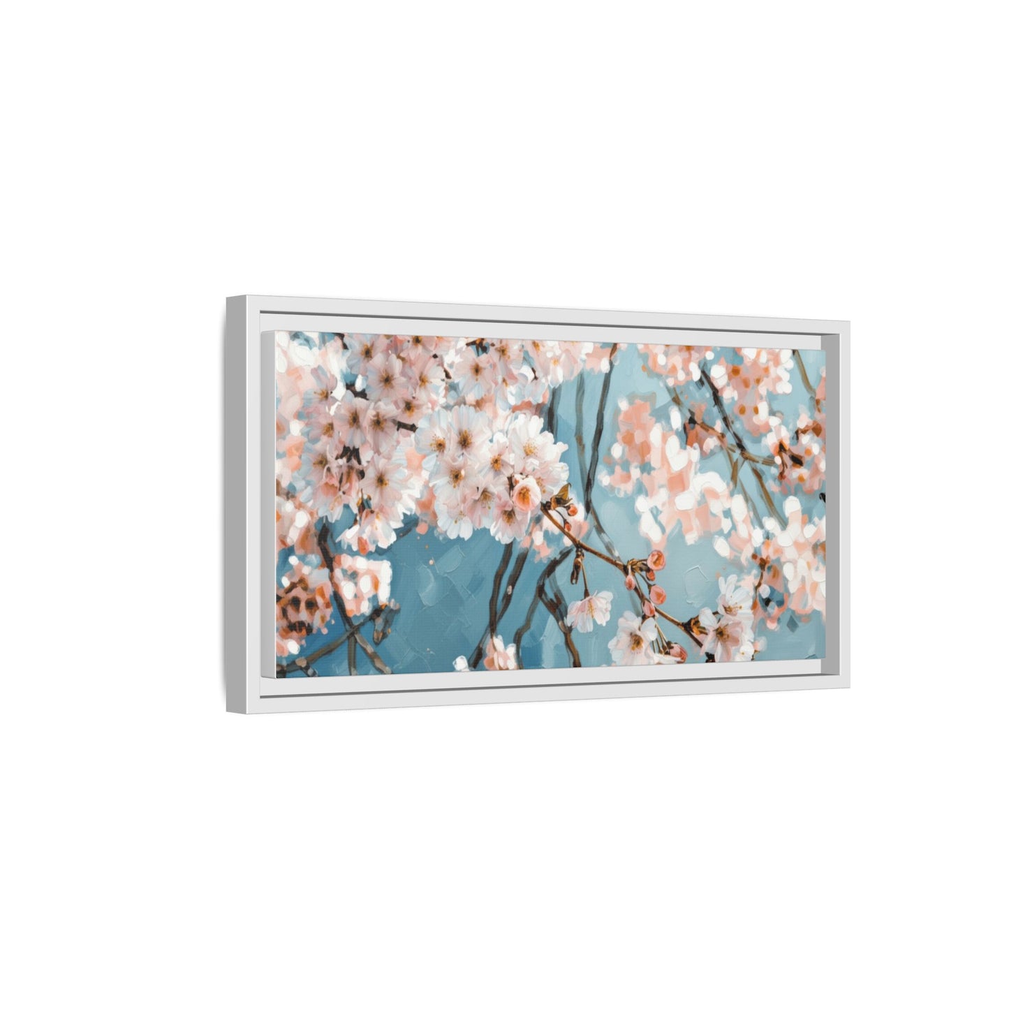 Framed Cherry Blossom Matte Canvas Print — Soft Pink Floral Wall Art