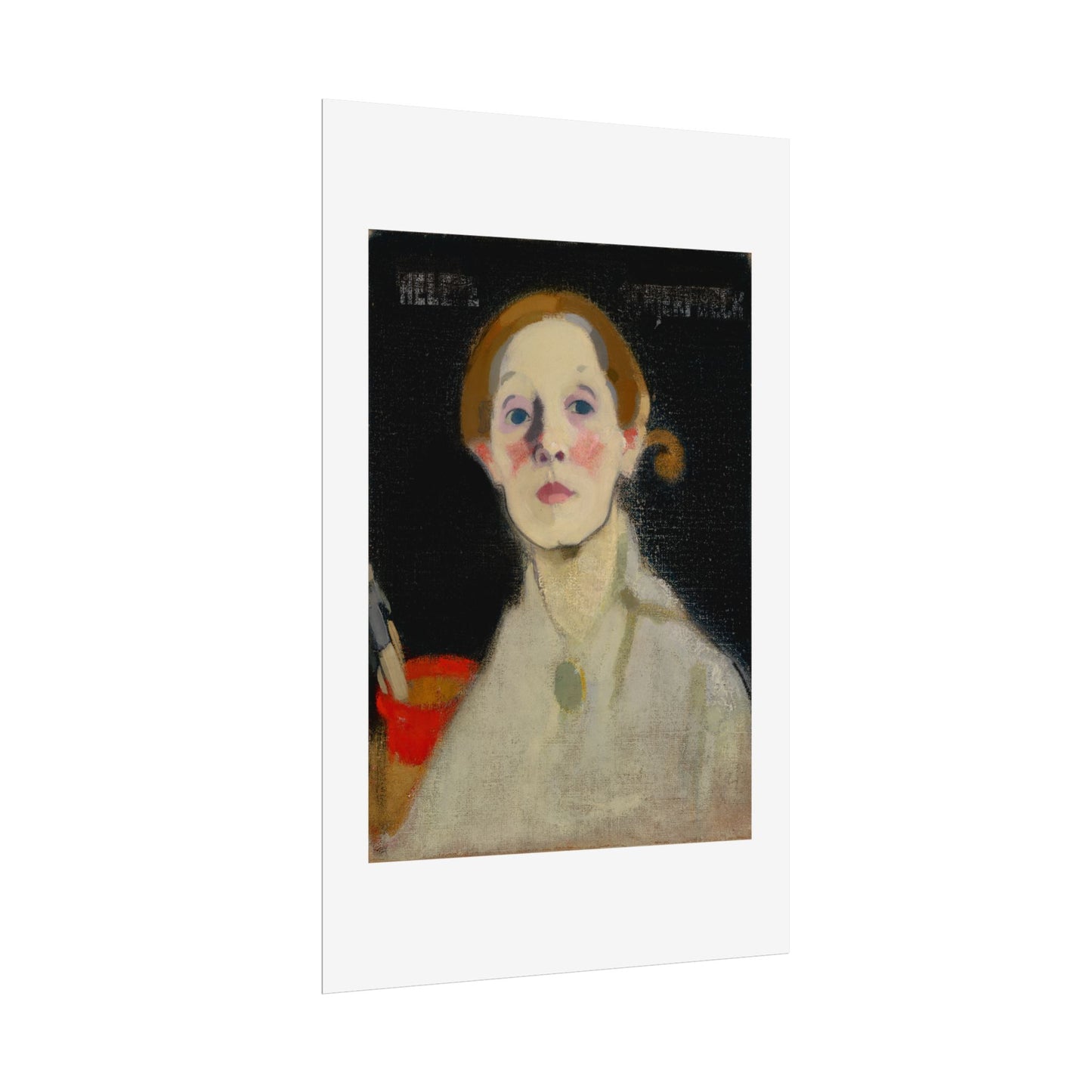 Self-Portrait Black Background by Helene Schjerfbeck Wall Art Print