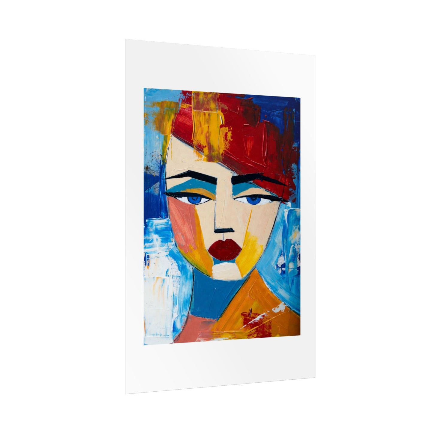 Abstract Colorful Face Poster - Modern Expressionist Rolled Art Print