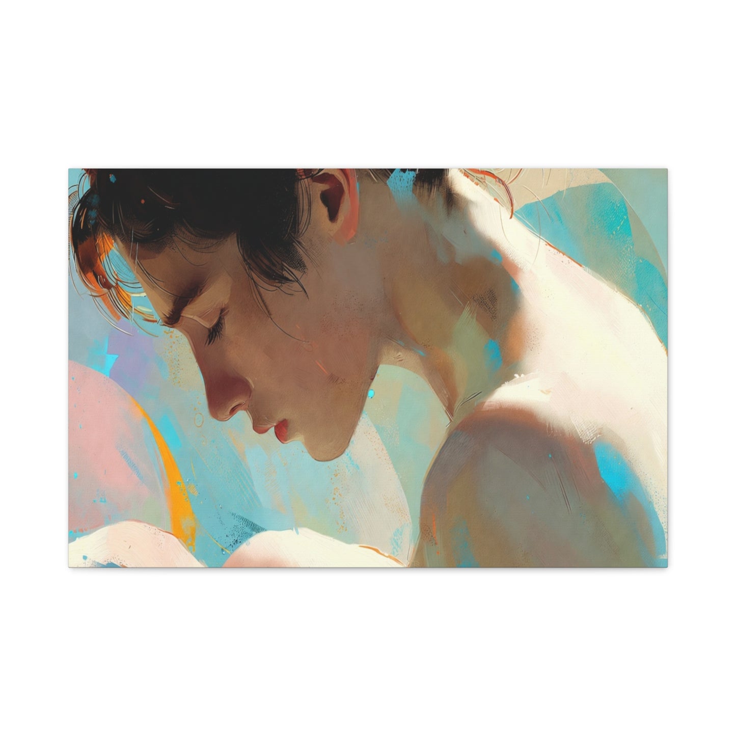 Dreamy Portrait Matte Canvas Print — Serene Female Profile Wall Art, Stretched 1.25"