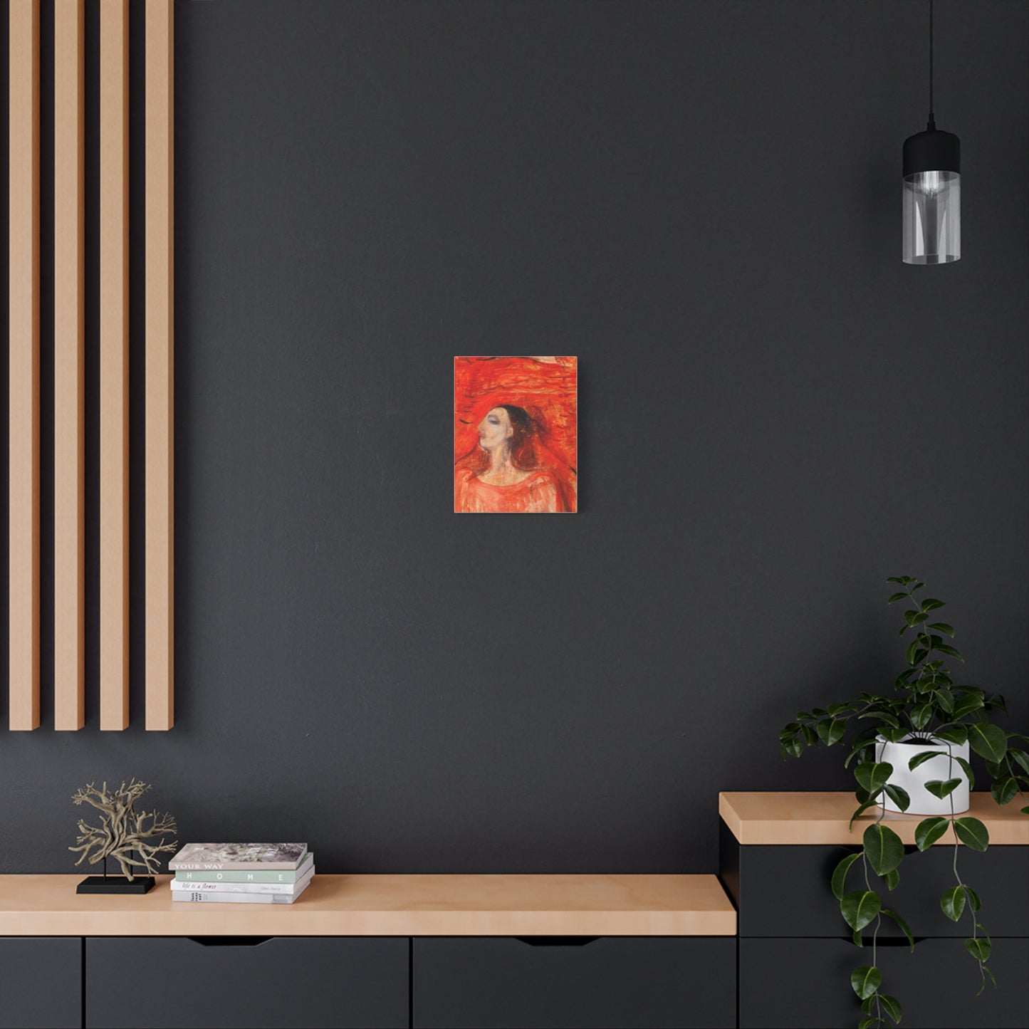 Woman's Head against a Red Background by Edvard Munch Matte Canvas Wall Art