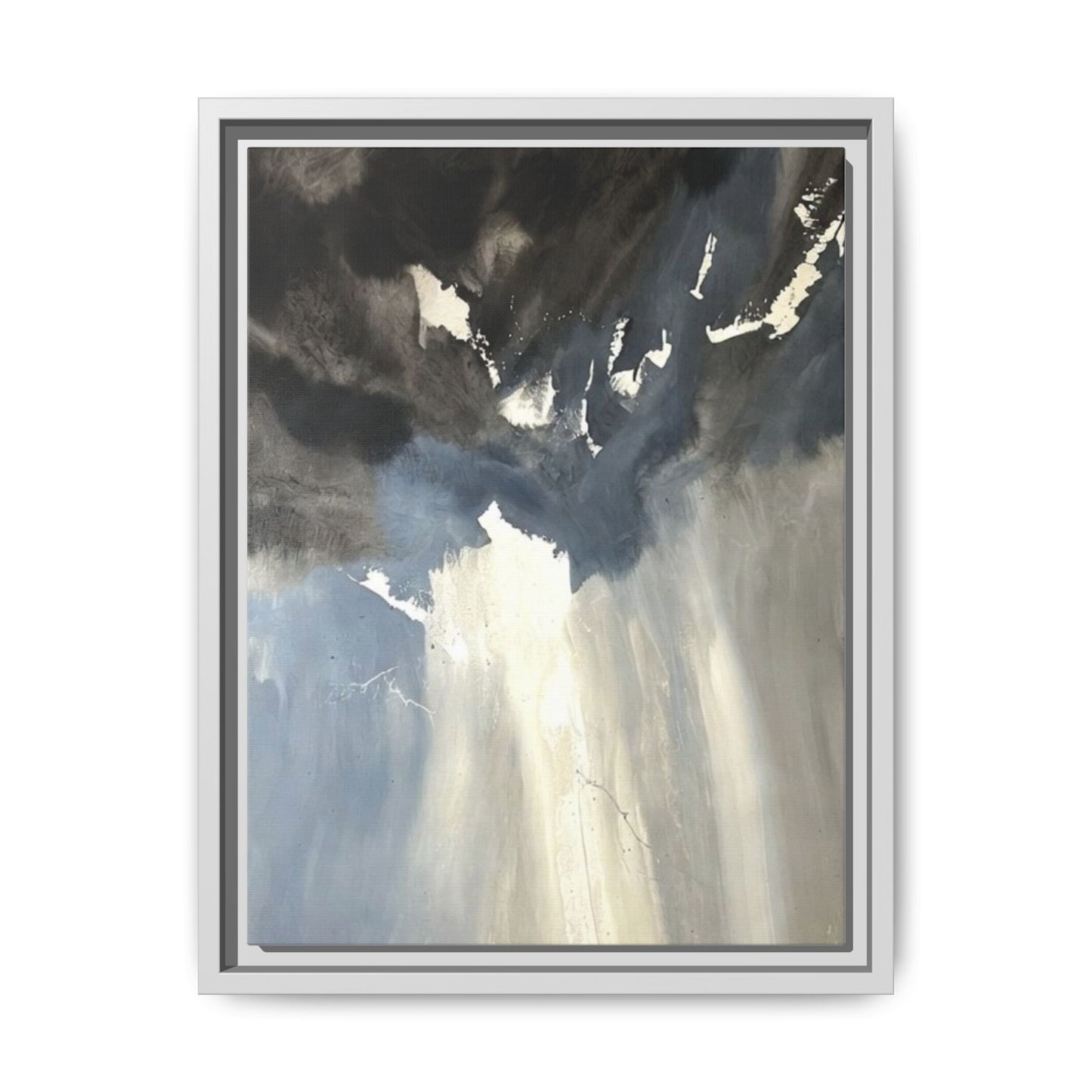 Framed Matte Canvas Art — Moody Abstract Sky Painting