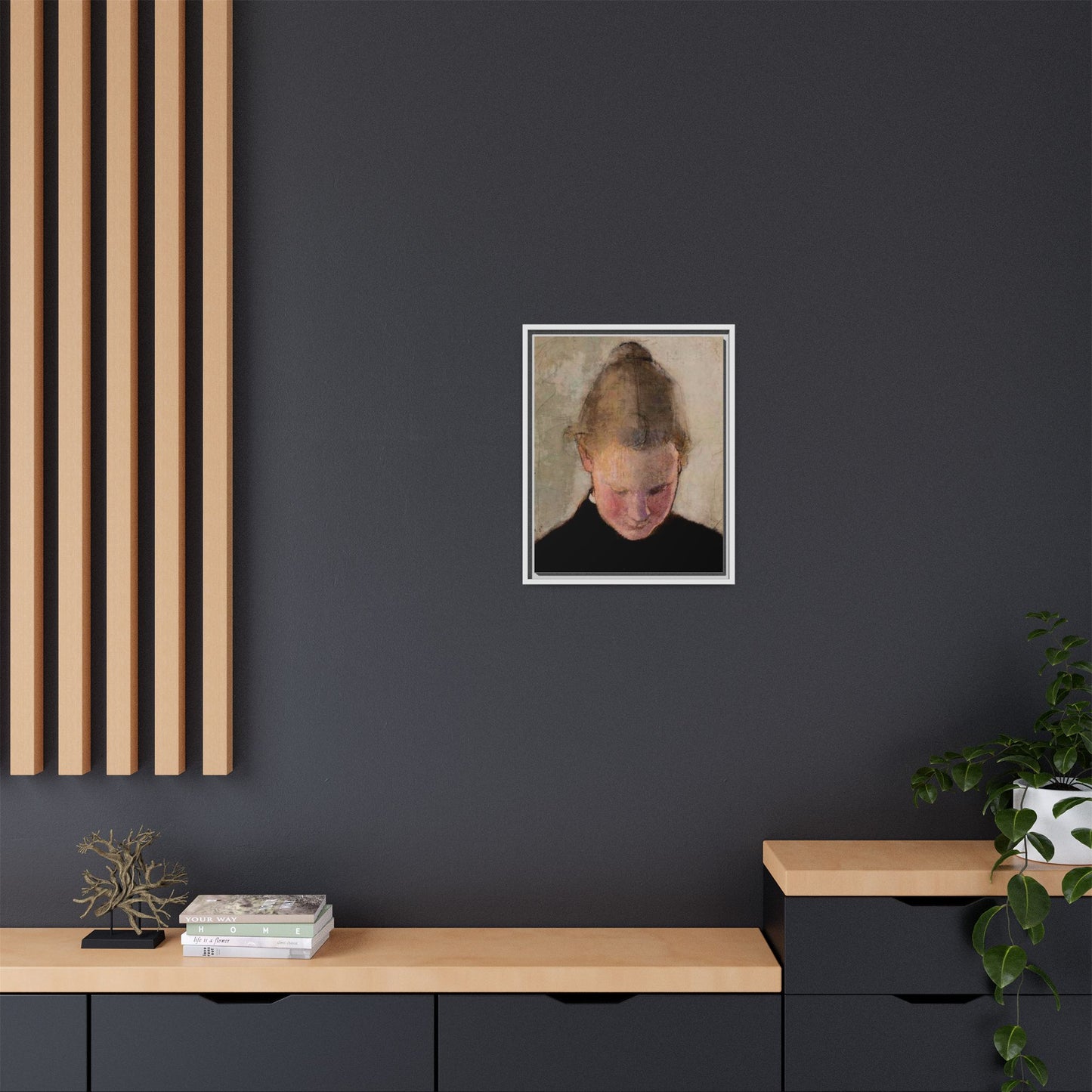 Lukeva tytto by Helena Schjerfbeck Framed Matte Canvas Art Print