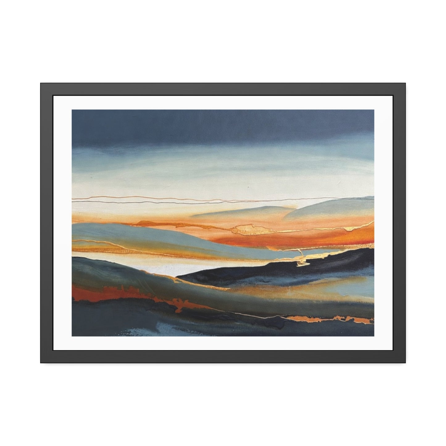 Abstract Golden Landscape Framed Poster — Contemporary Wall Art