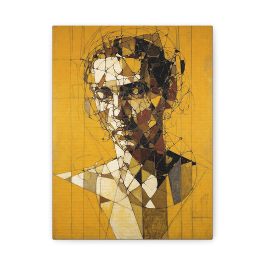 Geometric Portrait Matte Canvas Wall Art – Abstract Yellow Bust