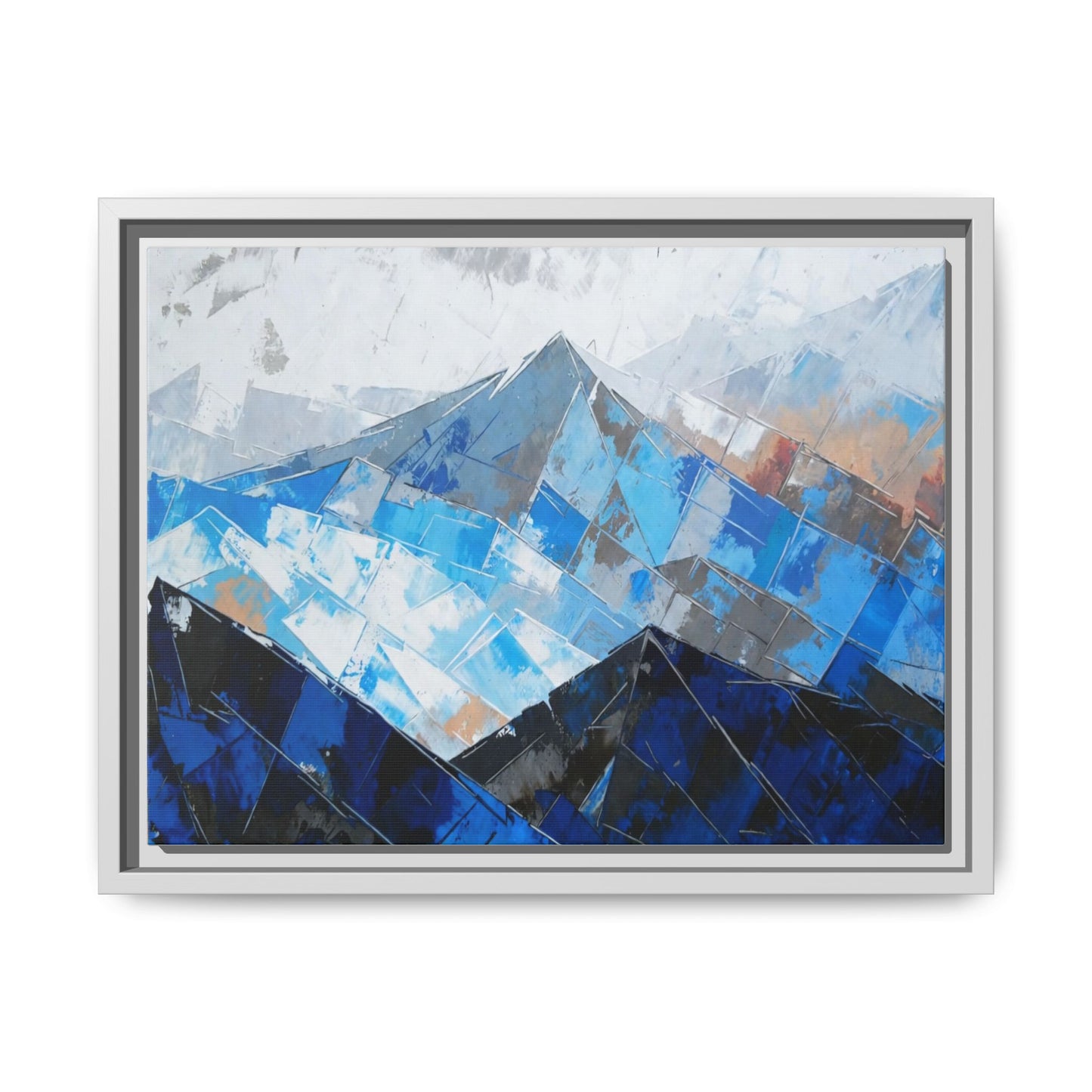 Framed Matte Canvas Blue Mountain Abstract Wall Art