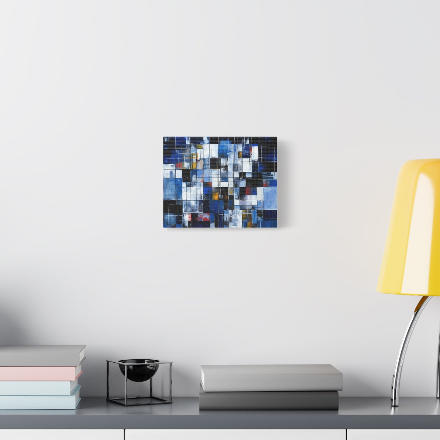 Abstract Blue Grid Matte Stretched Canvas Wall Art (1.25")