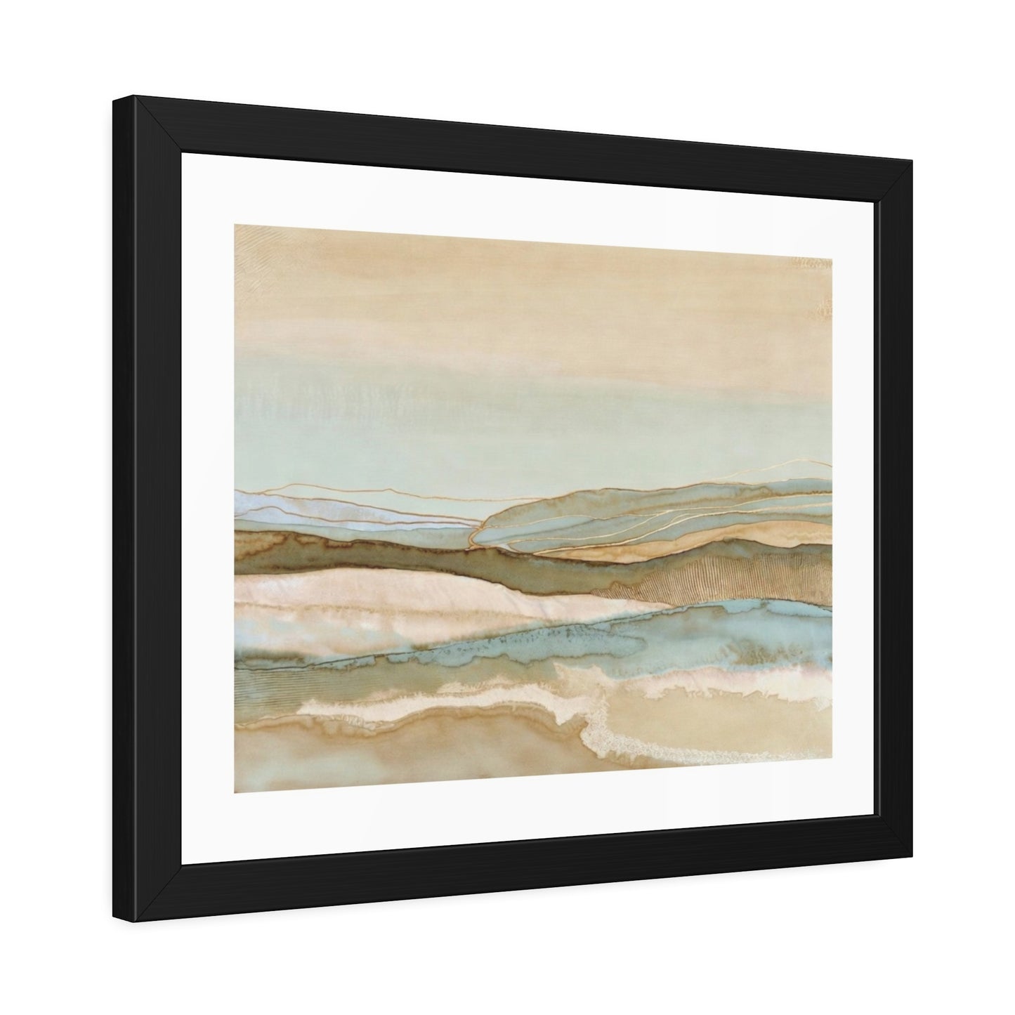 Framed Abstract Landscape Poster — Coastal Watercolor Wall Art