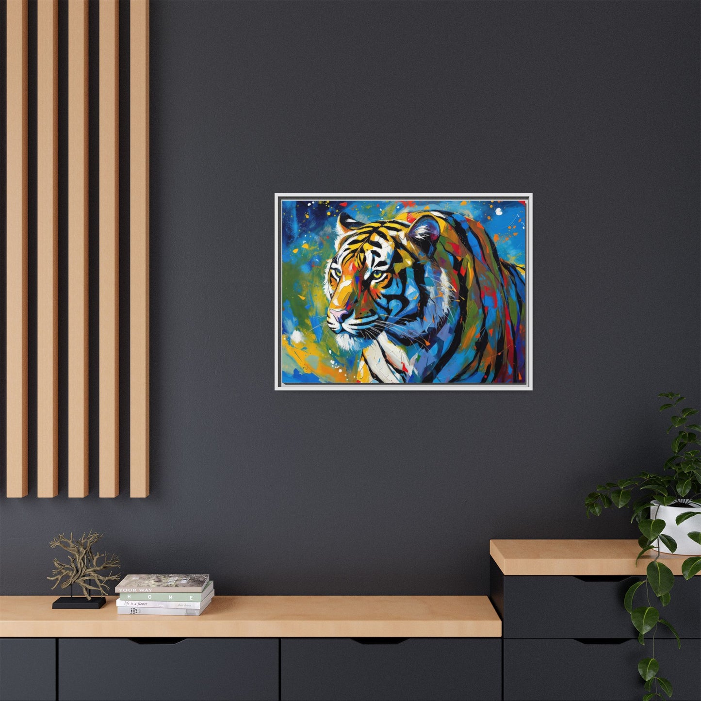 Colorful Tiger Matte Canvas Framed Art — Vibrant Wildlife Wall Decor