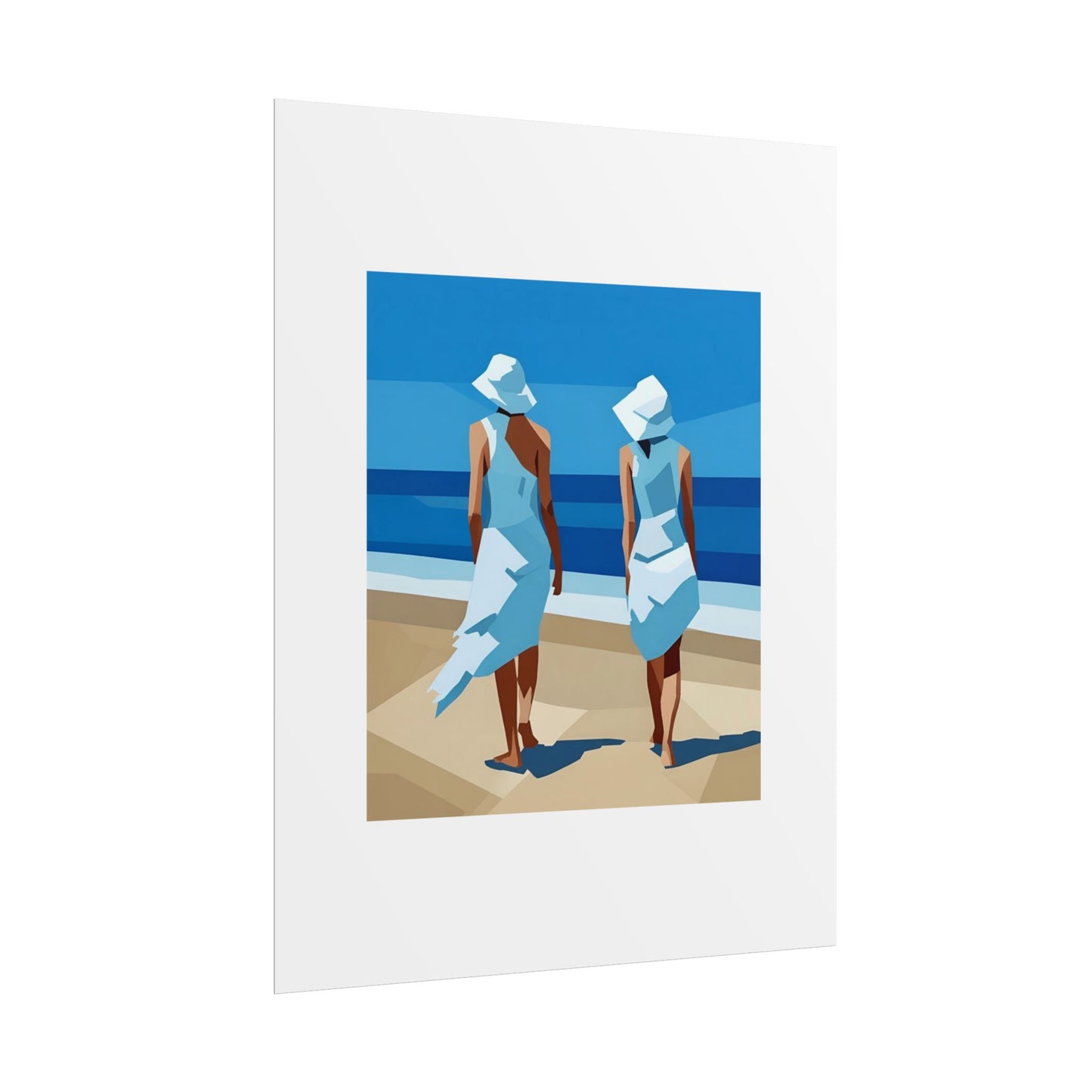 Beach Stroll Art Poster — Minimalist Coastal Print (Rolled Poster)